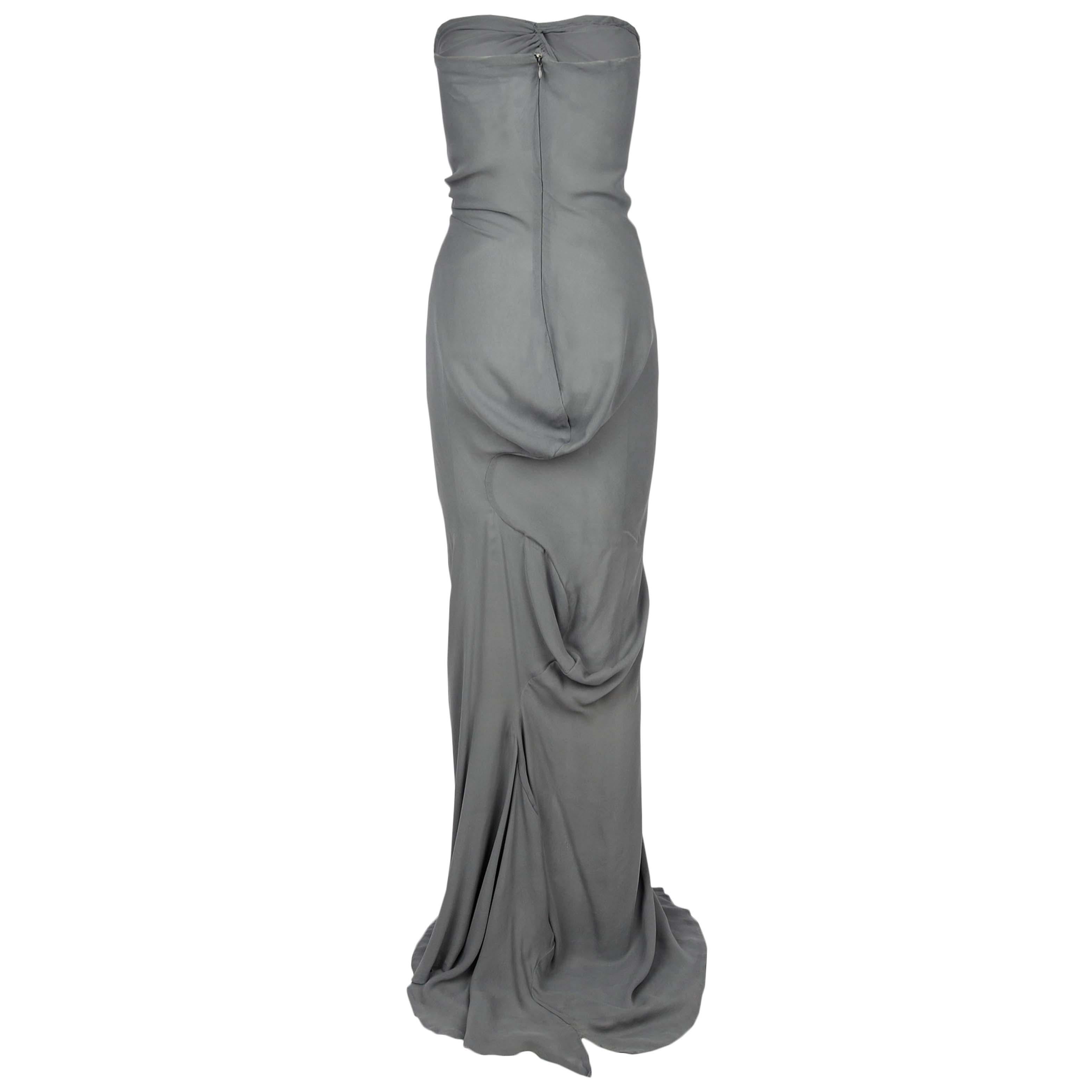 Women's Vivienne Westwood Grey Strapless Gown- '10s For Sale