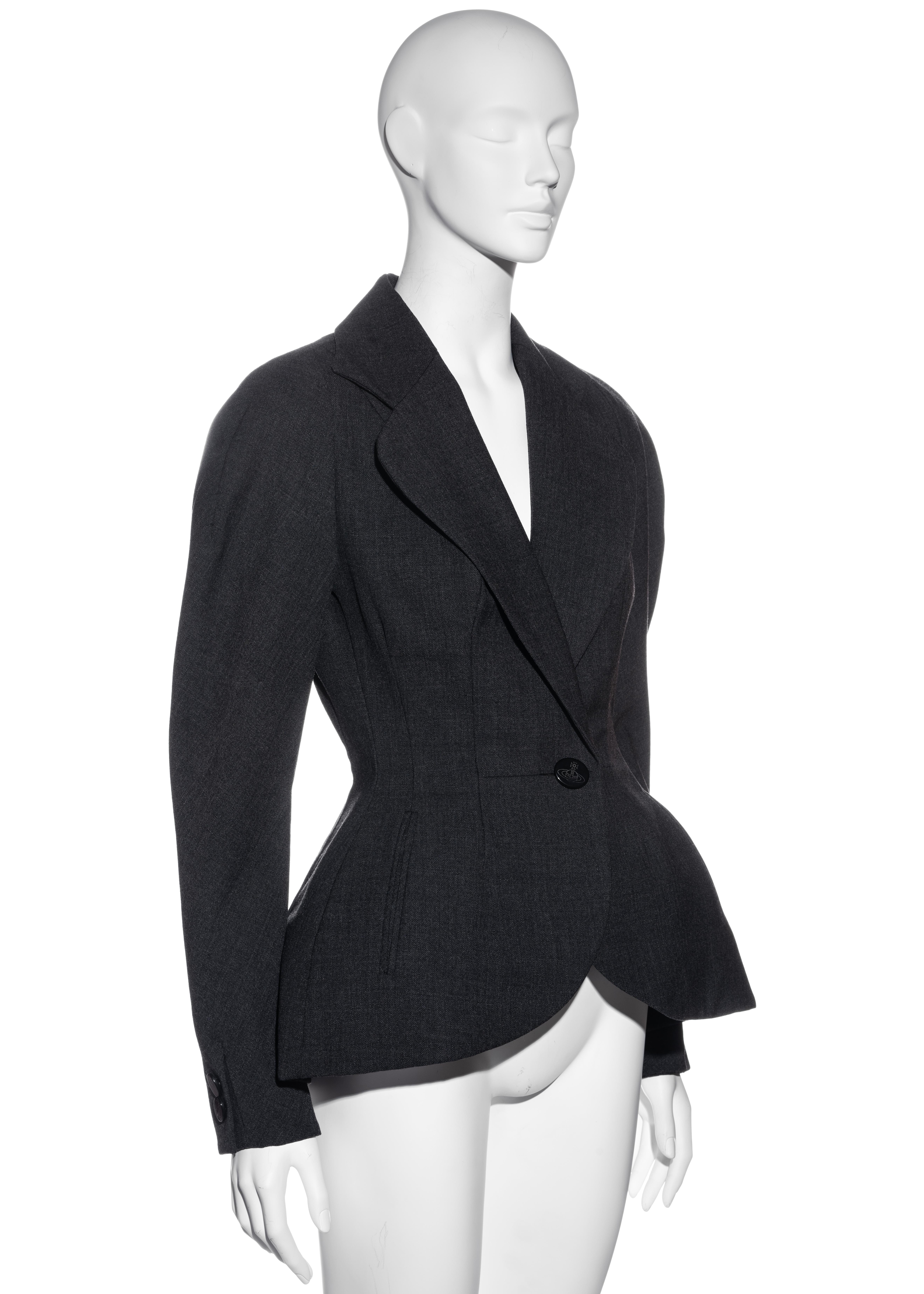 Vivienne Westwood grey wool hourglass jacket, fw 1995 1