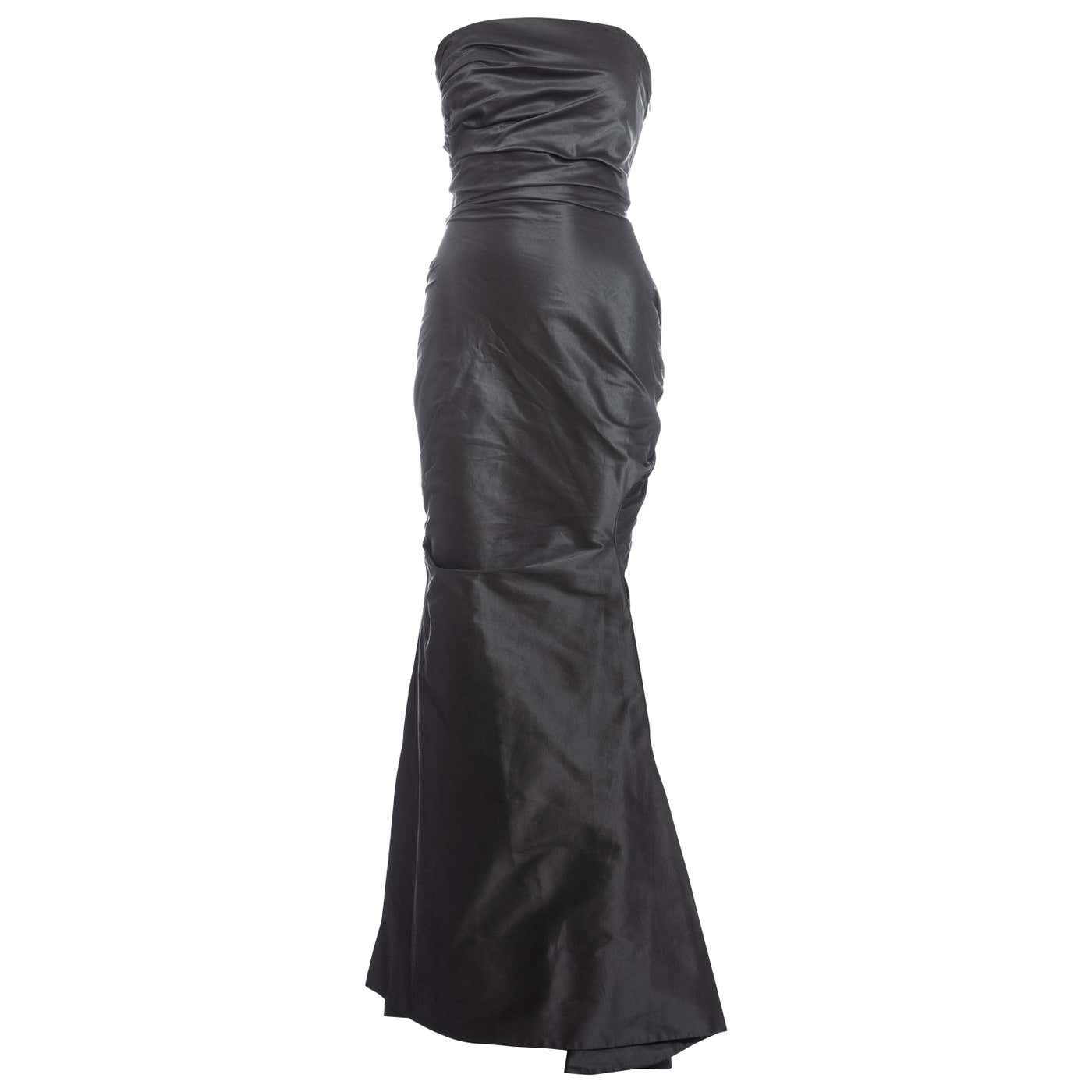 Vivienne Westwood gunmetal grey silk taffeta draped evening dress, fw ...