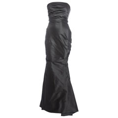 Vivienne Westwood gunmetal grey silk taffeta draped evening dress, fw 2001