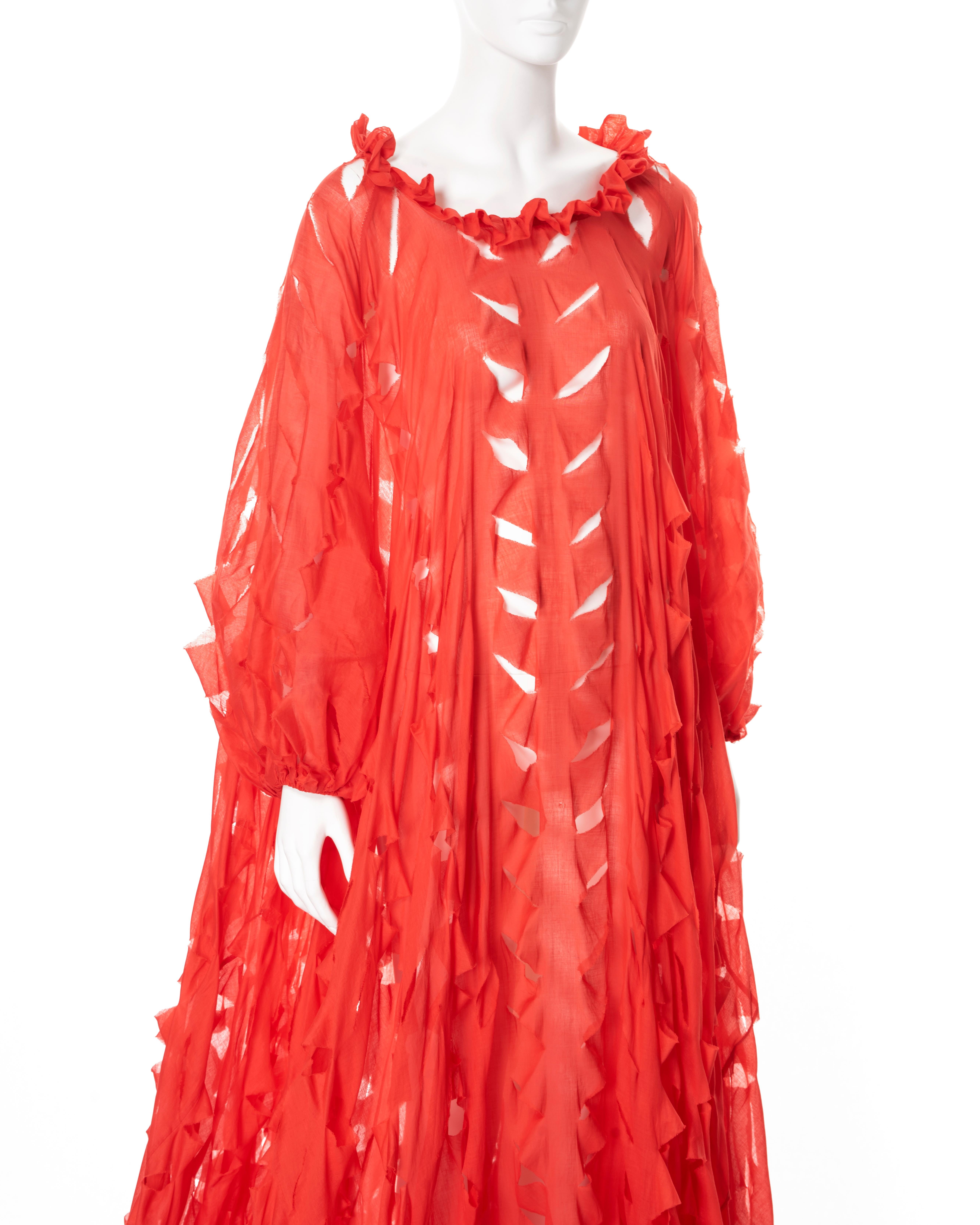 Vivienne Westwood hand-cut red cotton circle-cut dress, ss 1991 For Sale 1