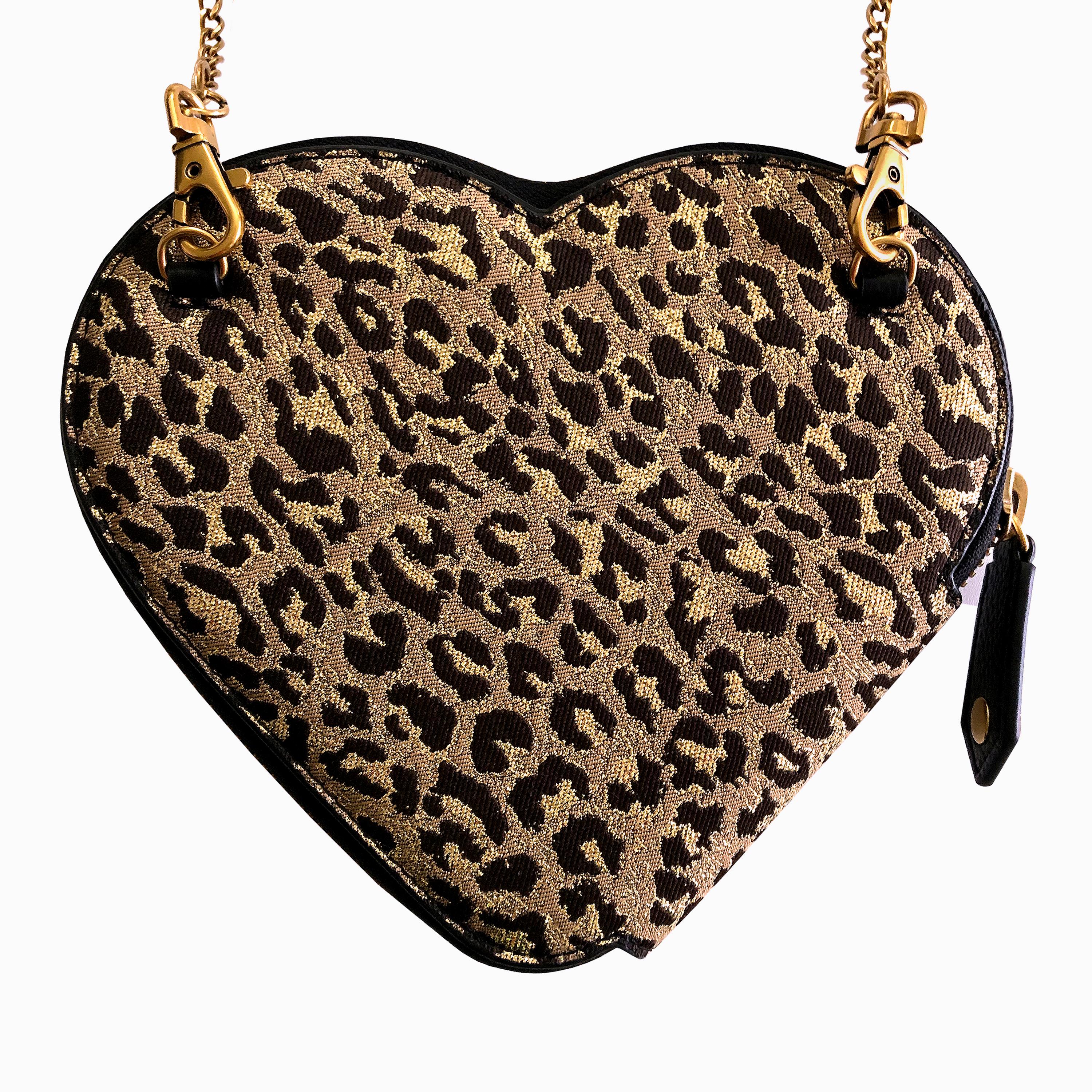 Vivienne Westwood - Heart Crossbody Bag - Gold Leopard Jacquard - NEW With Tags For Sale 1