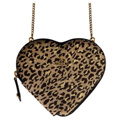 Vivienne Westwood - Borsa a tracolla con cuore - Jacquard leopardato oro - NUOVA con etichette