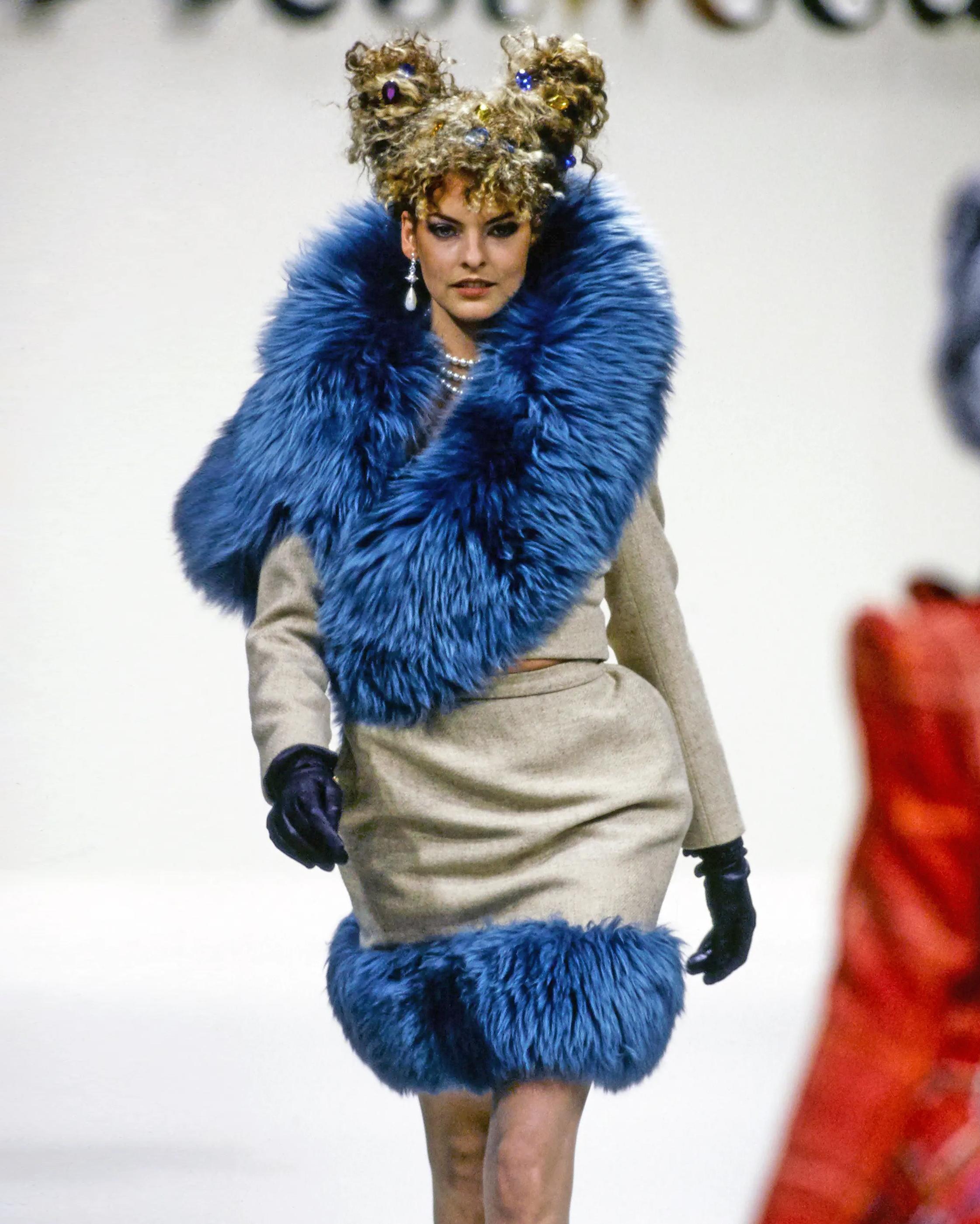 Vivienne Westwood High-Waisted Velvet Mini Skirt with Sheepskin Hem, fw ...