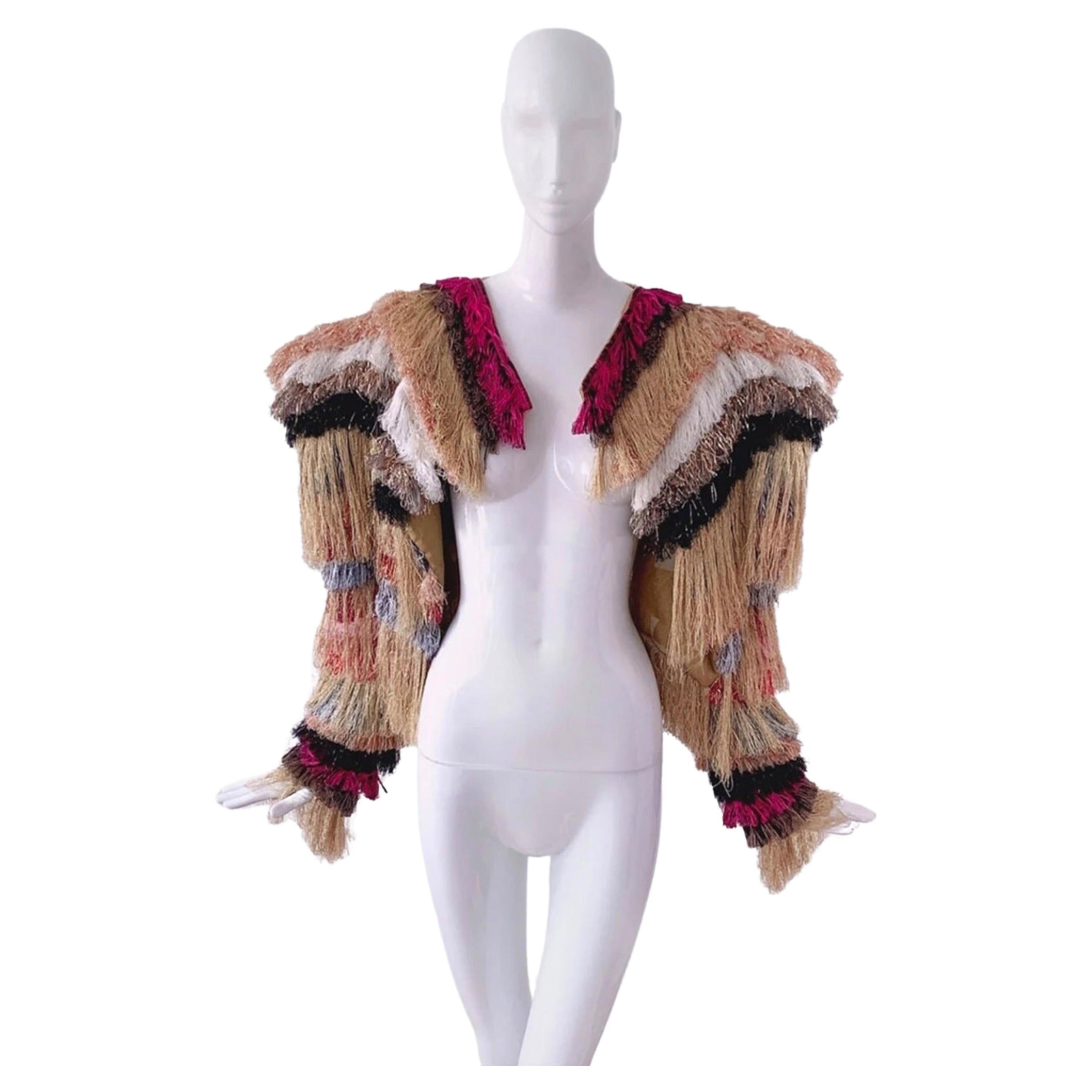 Vivienne Westwood Iconic Rare Fringe Jacket Runway Couture Metallic  For Sale