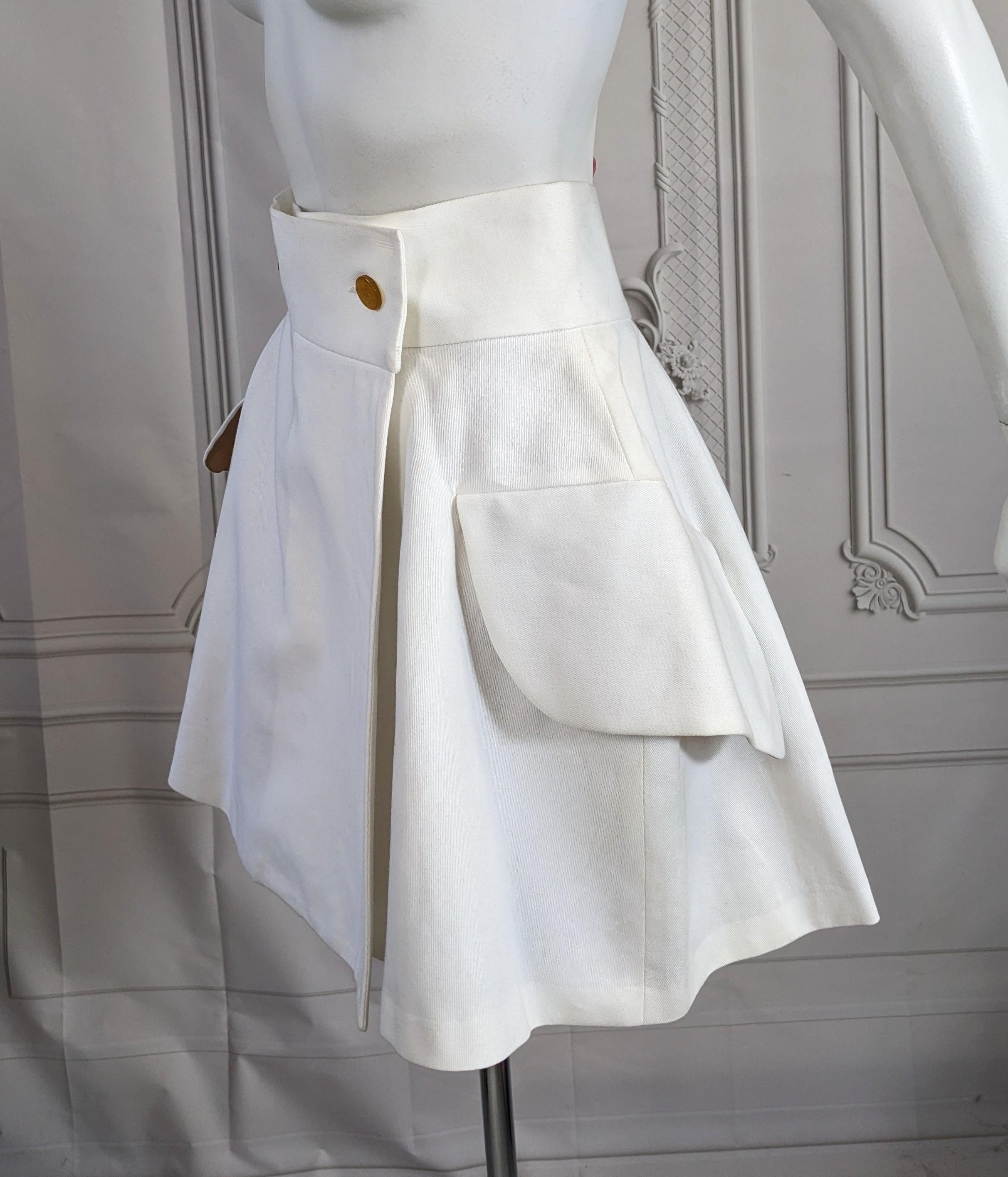 Vivienne Westwood Iconic White Twill Mini Skirt In Good Condition For Sale In New York, NY