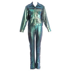 Vivienne Westwood iridescent painted denim pant suit, fw 1992