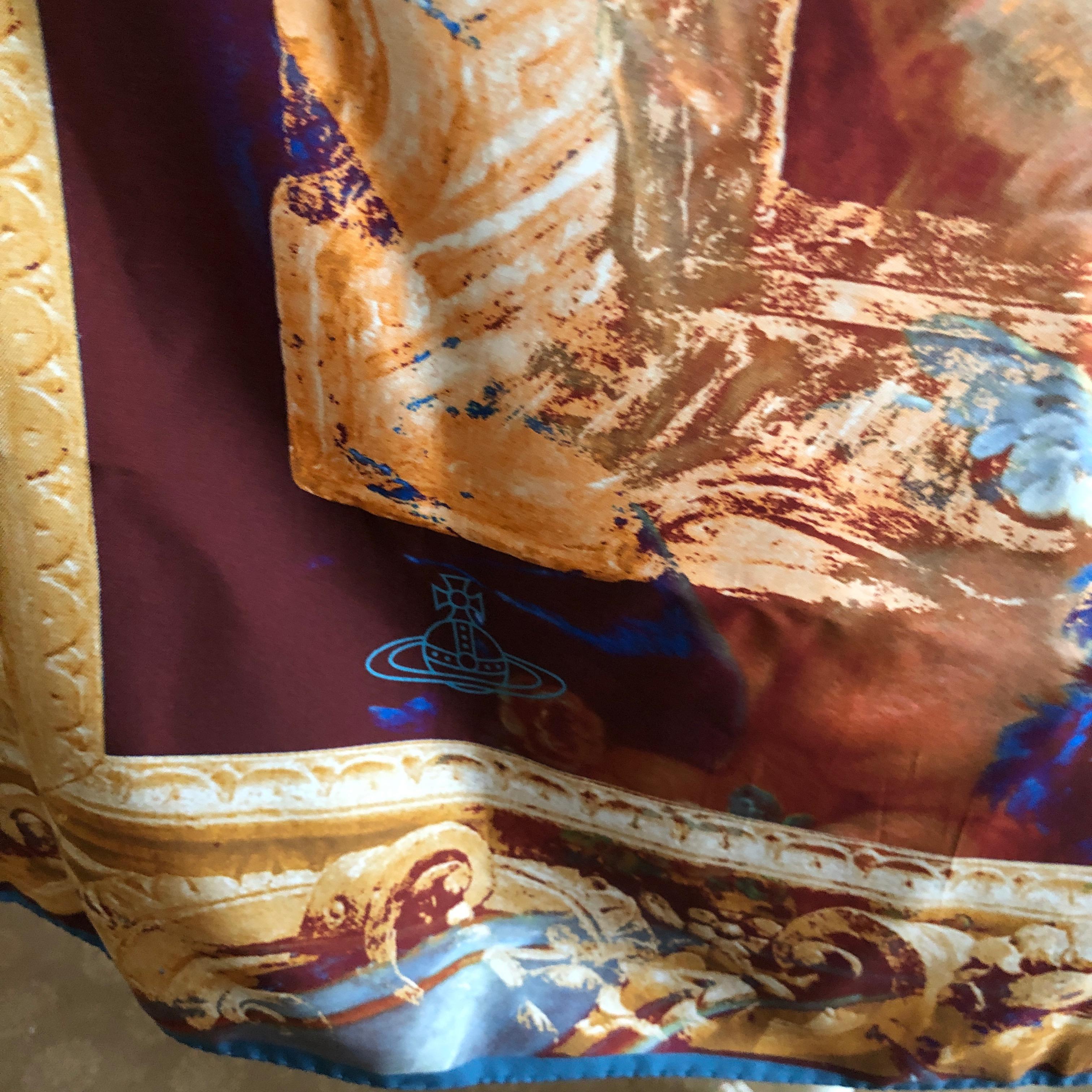 Vivienne Westwood Large Silk Scarf with Hand Rolled Edges In Excellent Condition For Sale In Cloverdale, CA