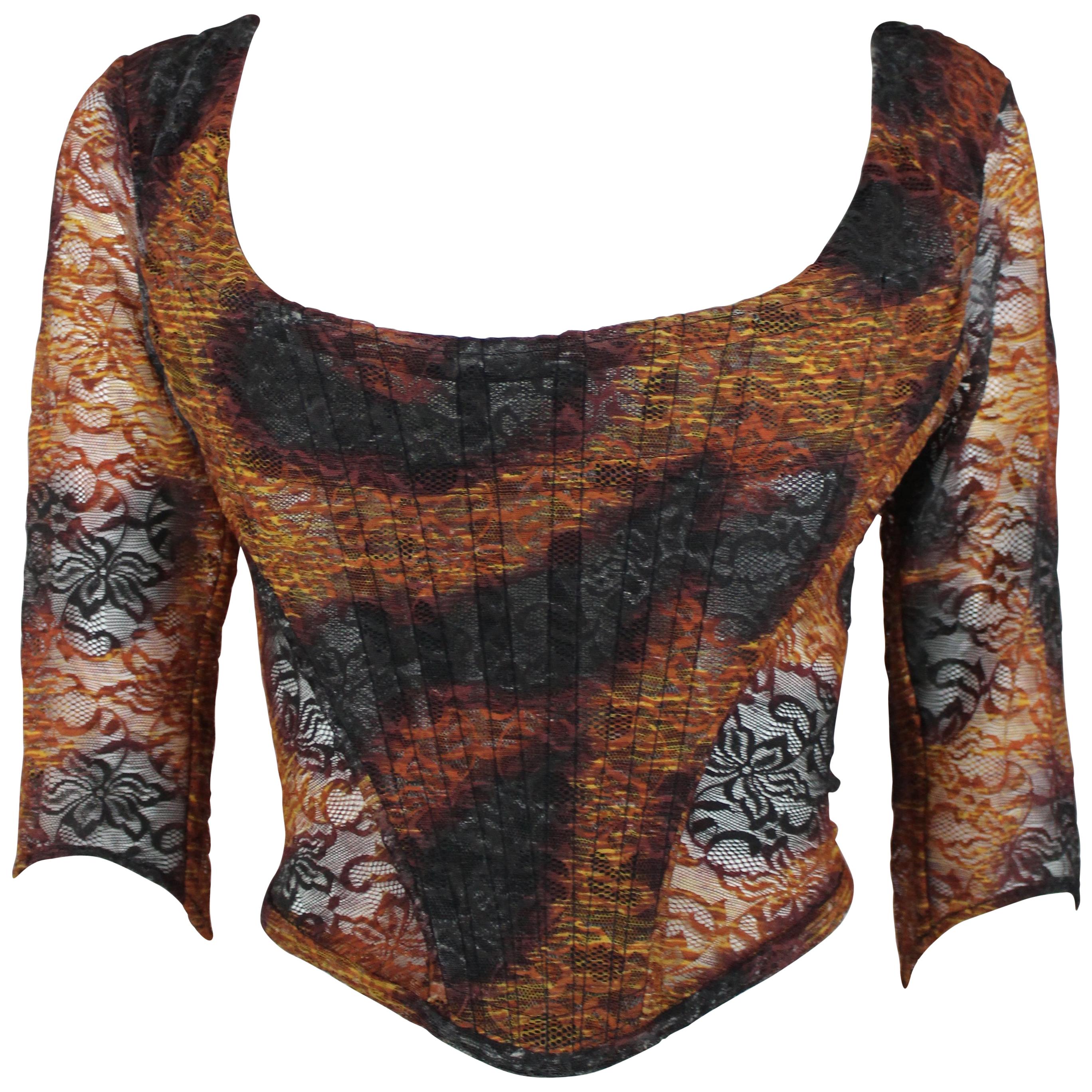 Vivienne Westwood Leopard Lace Corset, Café Society SS94, Size US 8 For Sale