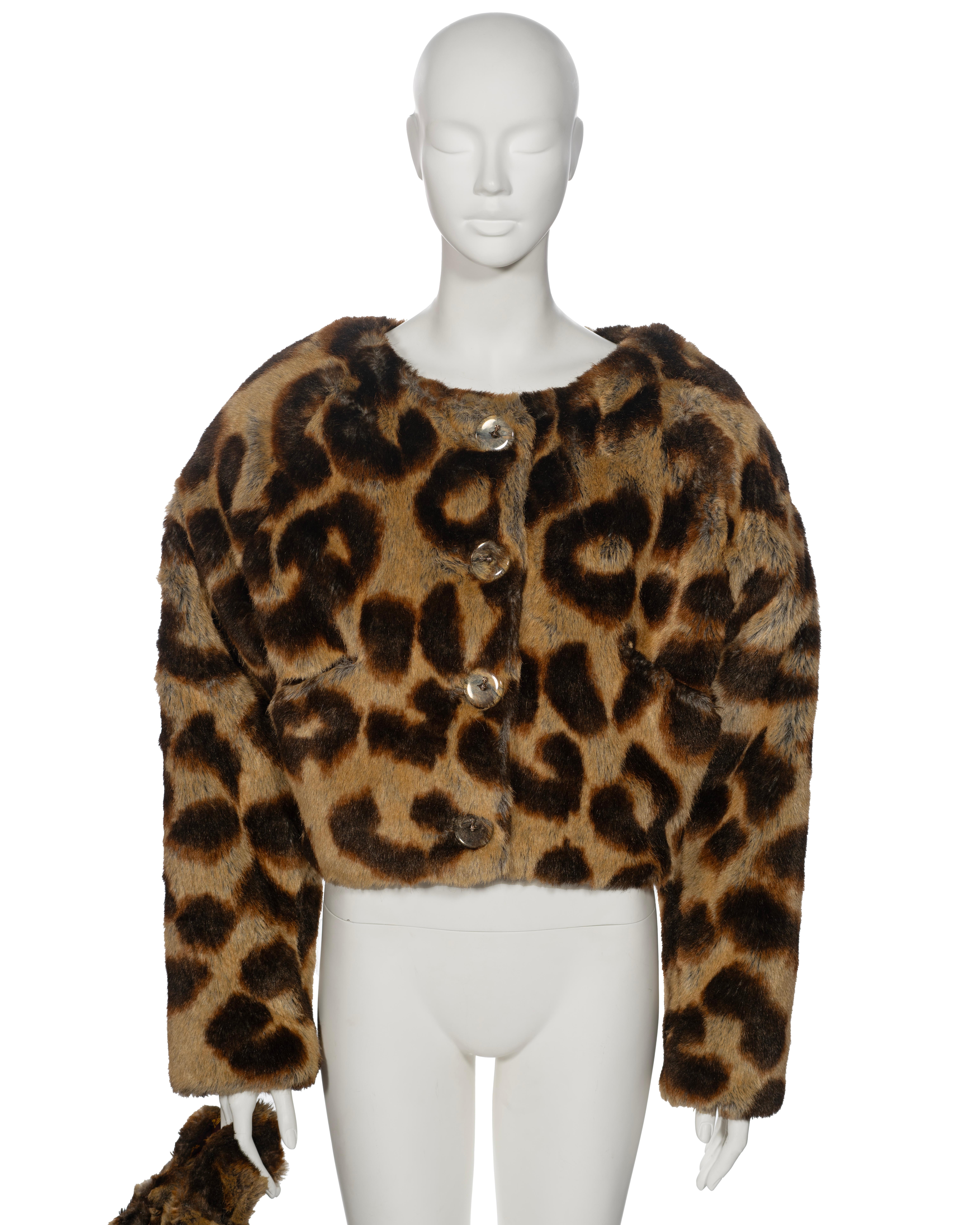 Vivienne Westwood Leopard Print Faux Fur Jacket and Bag Set, fw 1992 In Good Condition In London, GB