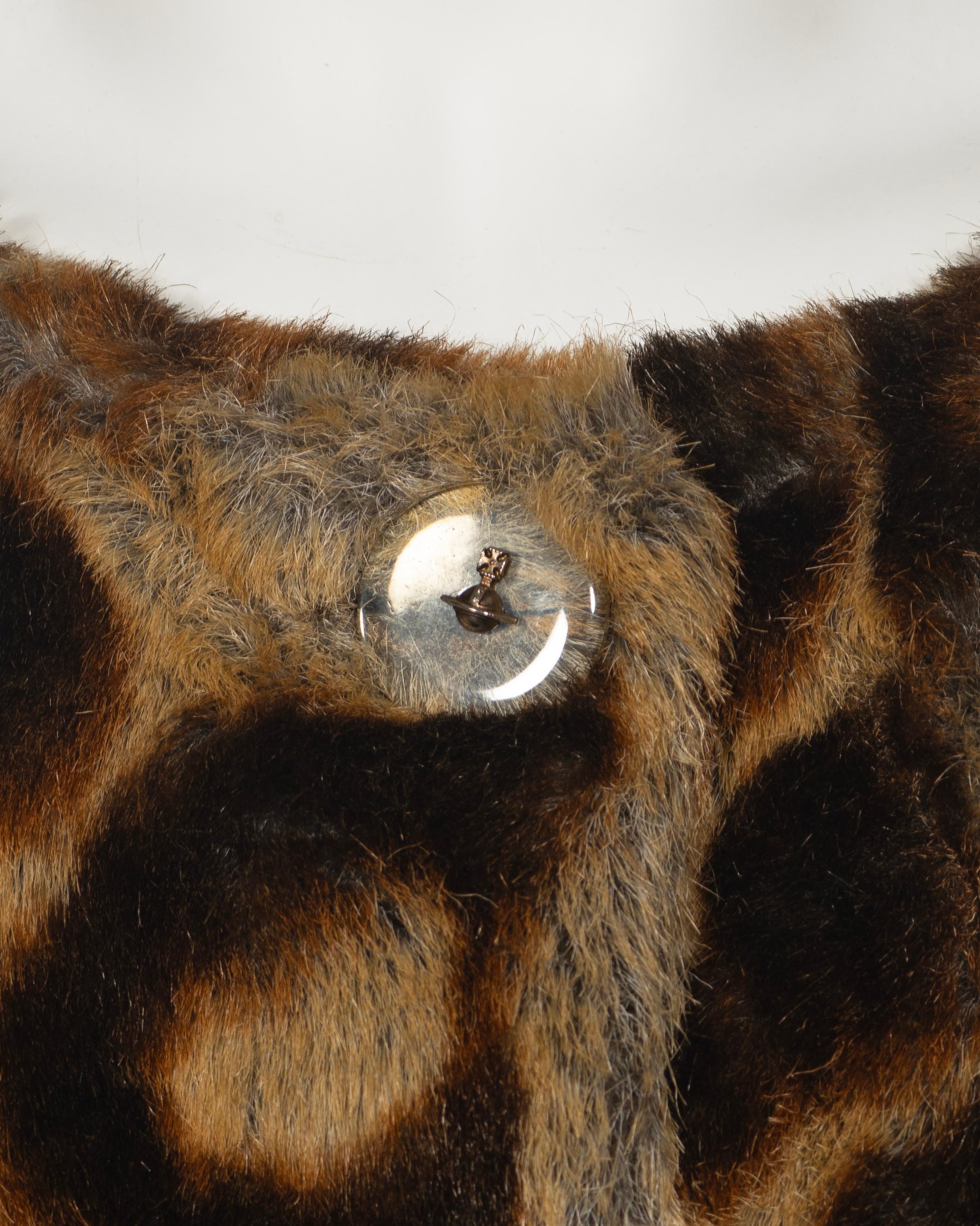 Women's Vivienne Westwood Leopard Print Faux Fur Jacket and Bag Set, fw 1992