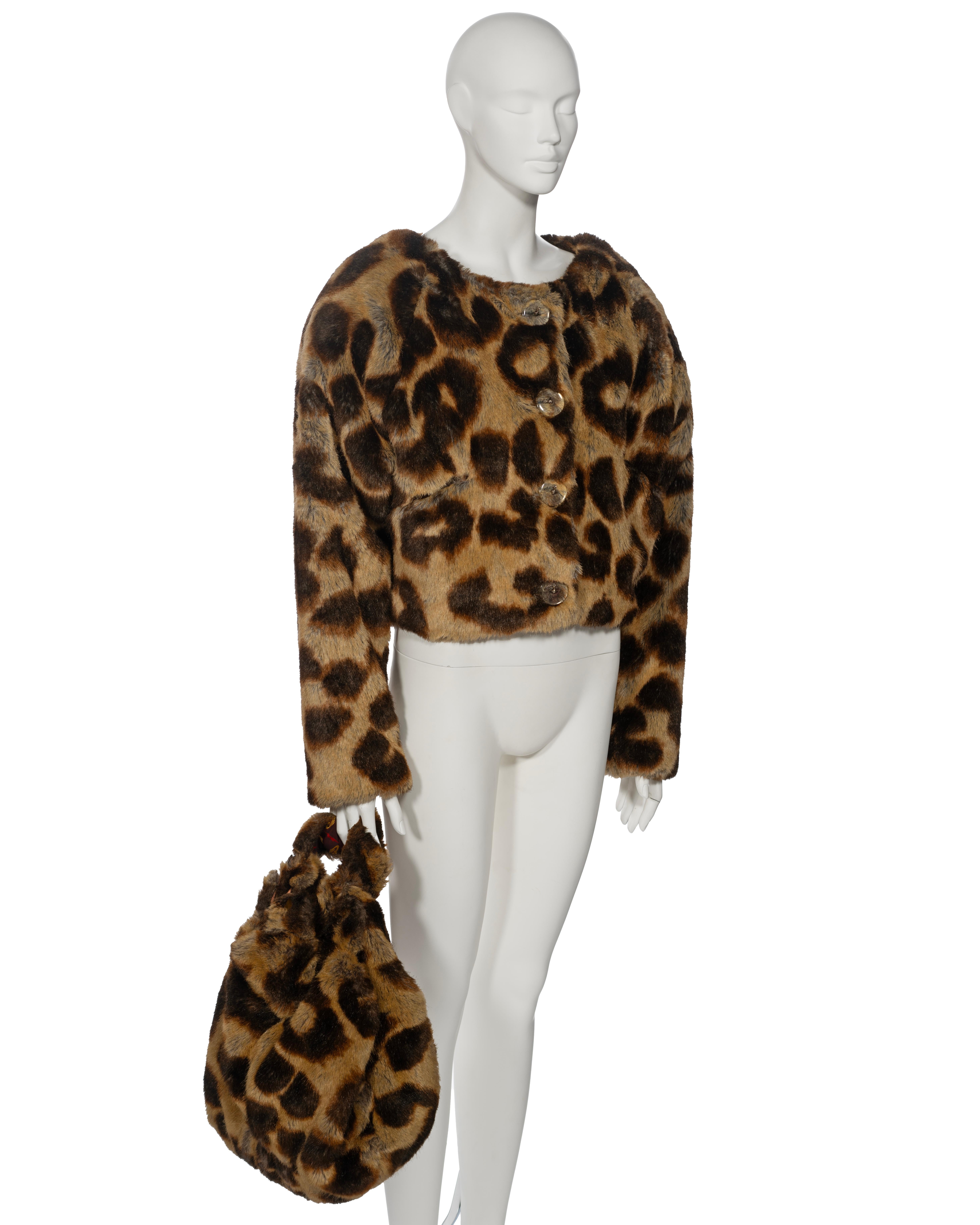 Vivienne Westwood Leopard Print Faux Fur Jacket and Bag Set, fw 1992 1