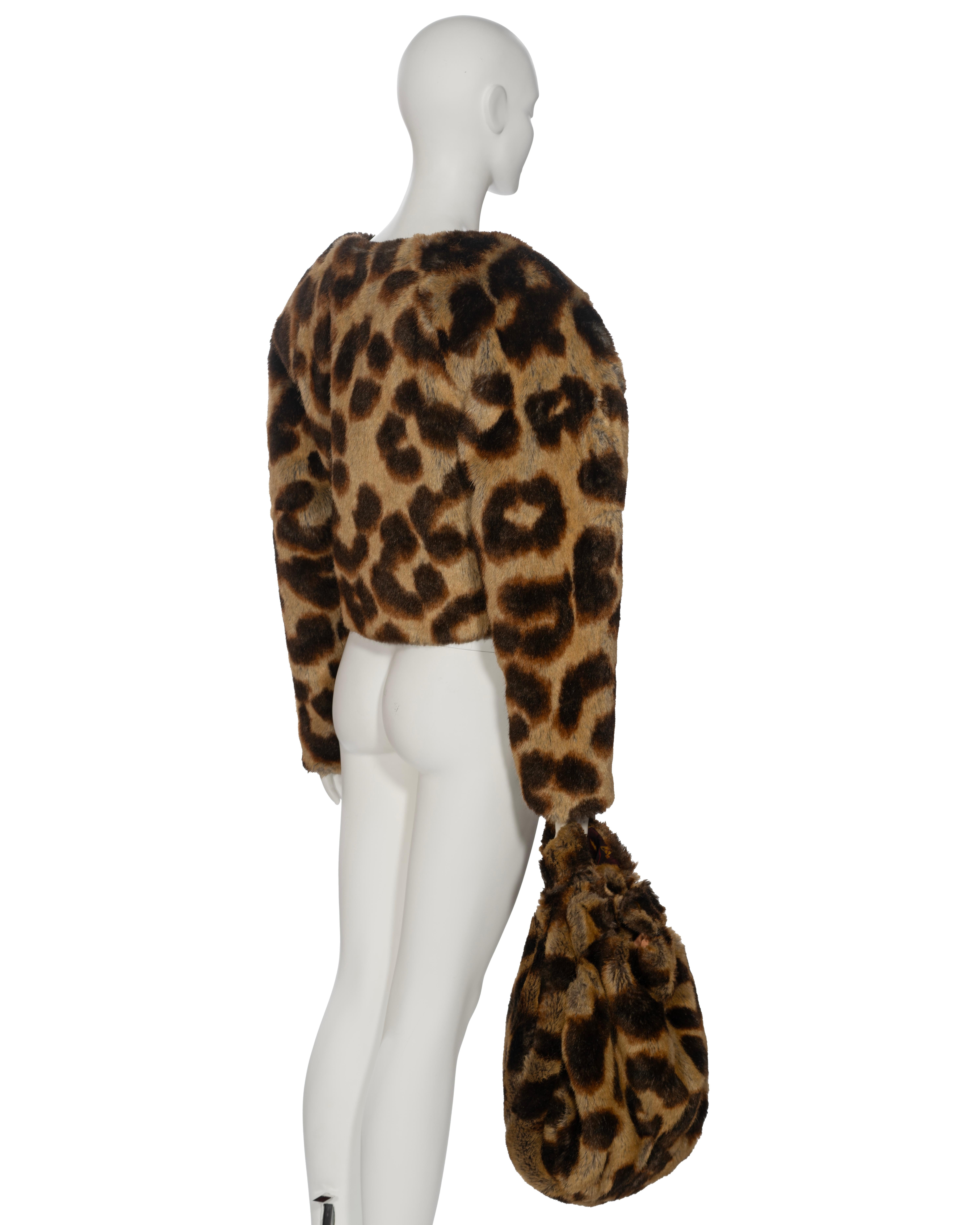 Vivienne Westwood Leopard Print Faux Fur Jacket and Bag Set, fw 1992 3