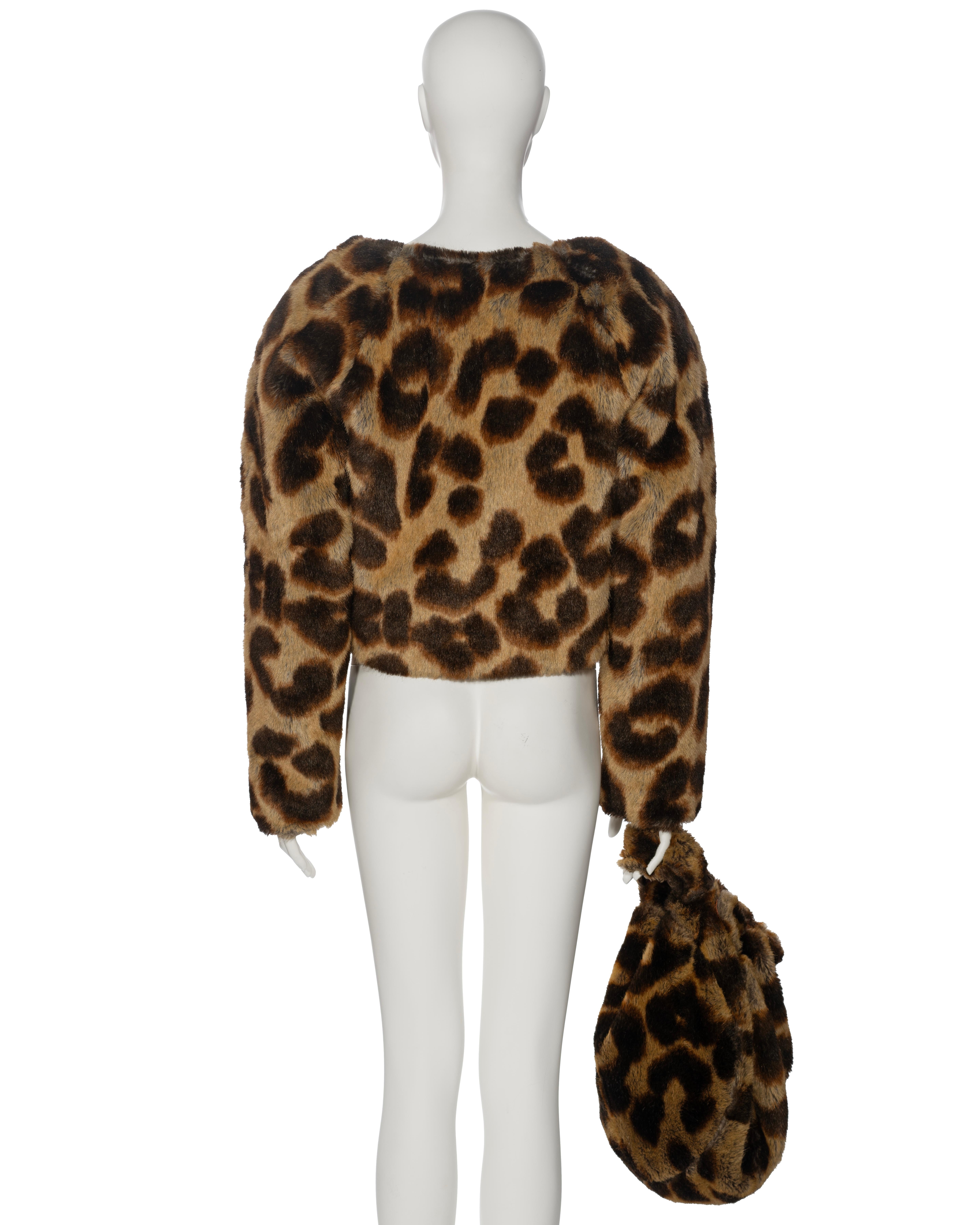 Vivienne Westwood Leopard Print Faux Fur Jacket and Bag Set, fw 1992 4