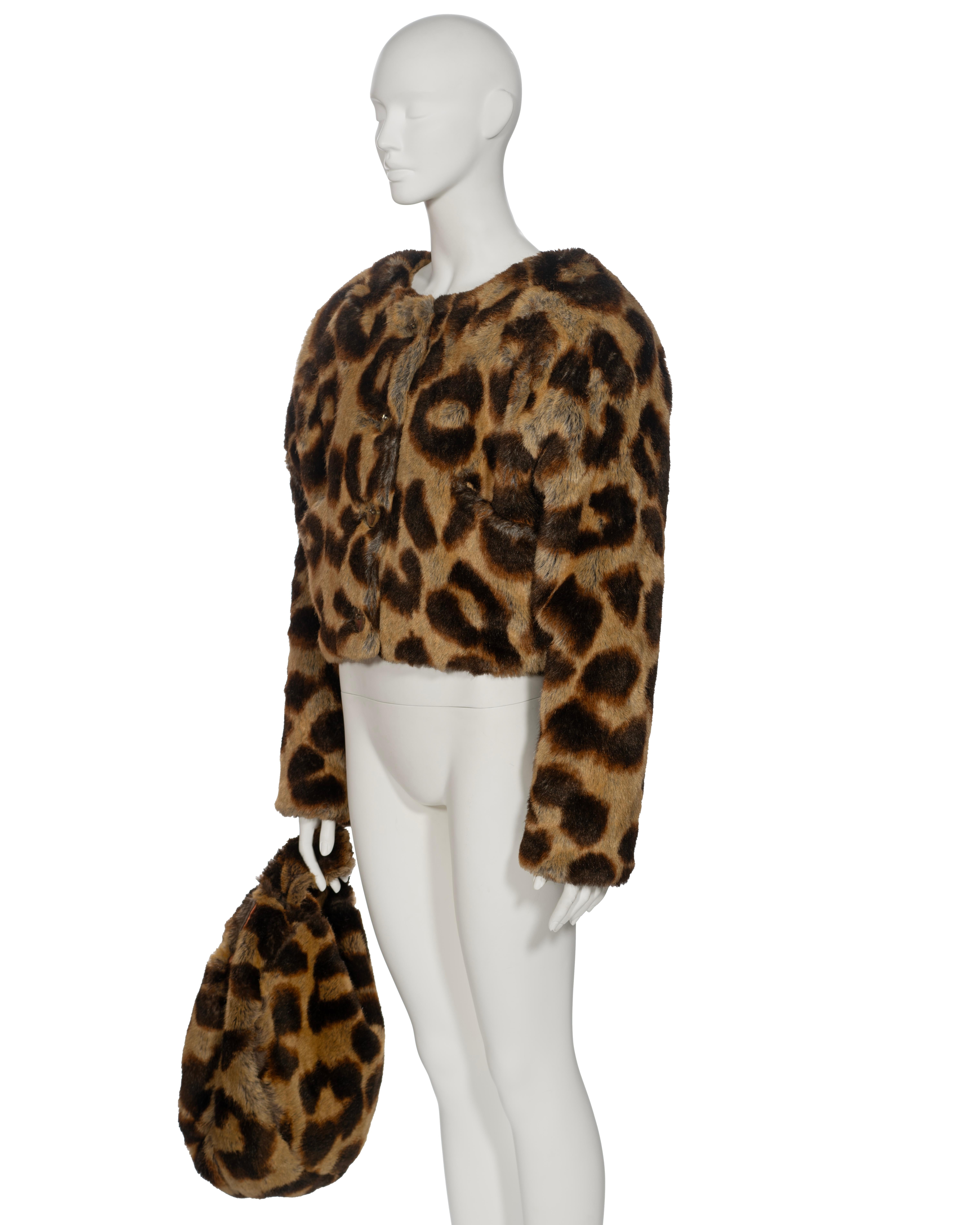 Vivienne Westwood Leopard Print Faux Fur Jacket and Bag Set, fw 1992 5