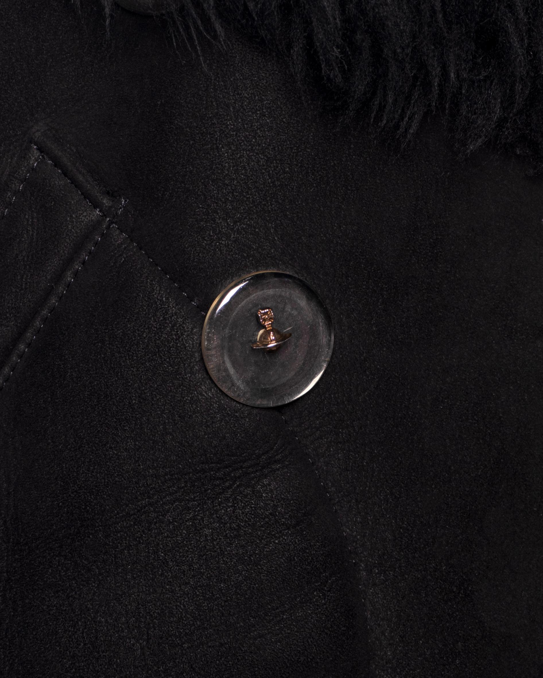 Vivienne Westwood Long Black Sheepskin Coat with Oversized Collar, FW 1992 For Sale 6