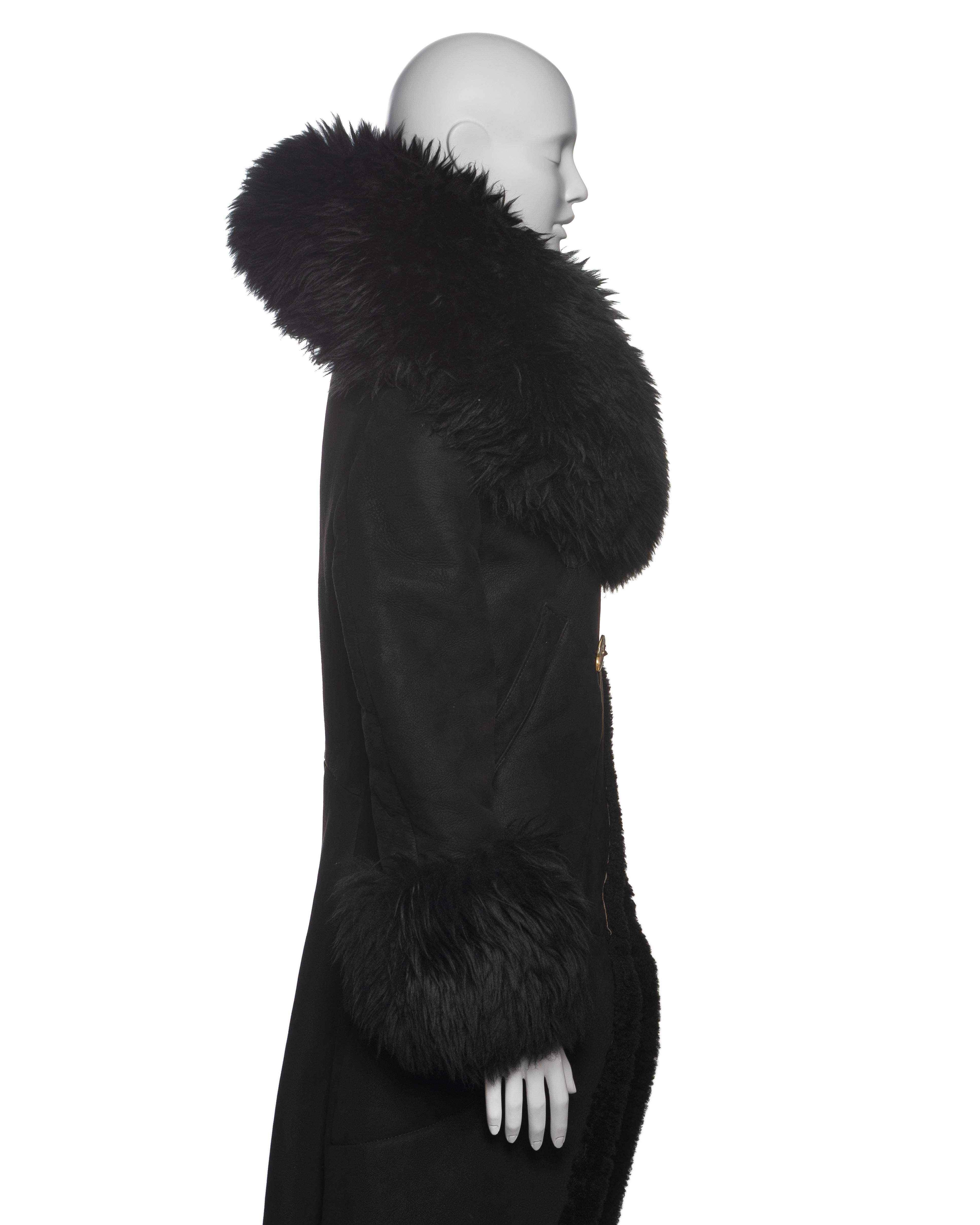 Vivienne Westwood Long Black Sheepskin Coat with Oversized Collar, FW 1992 For Sale 8