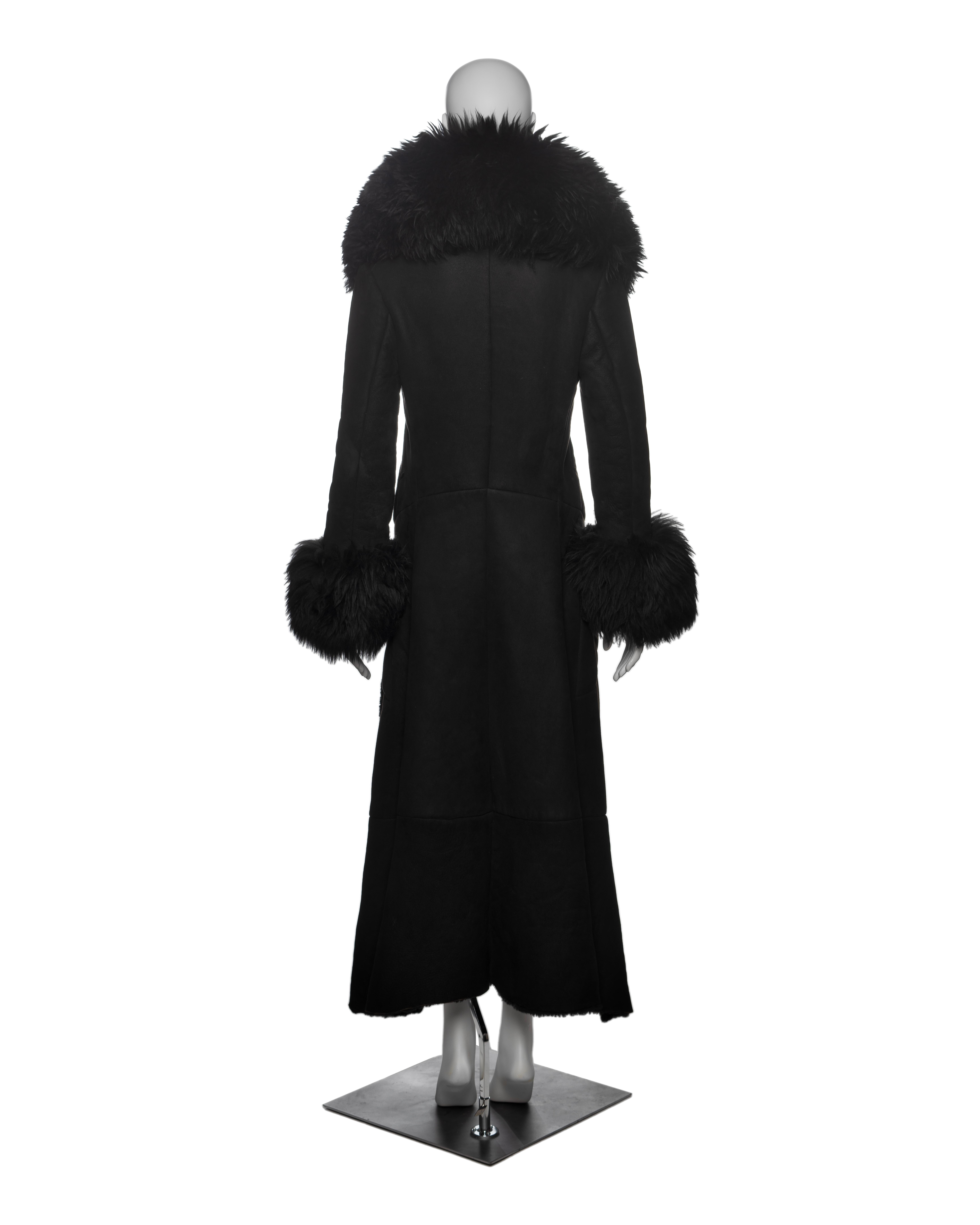 Vivienne Westwood Long Black Sheepskin Coat with Oversized Collar, FW 1992 For Sale 11