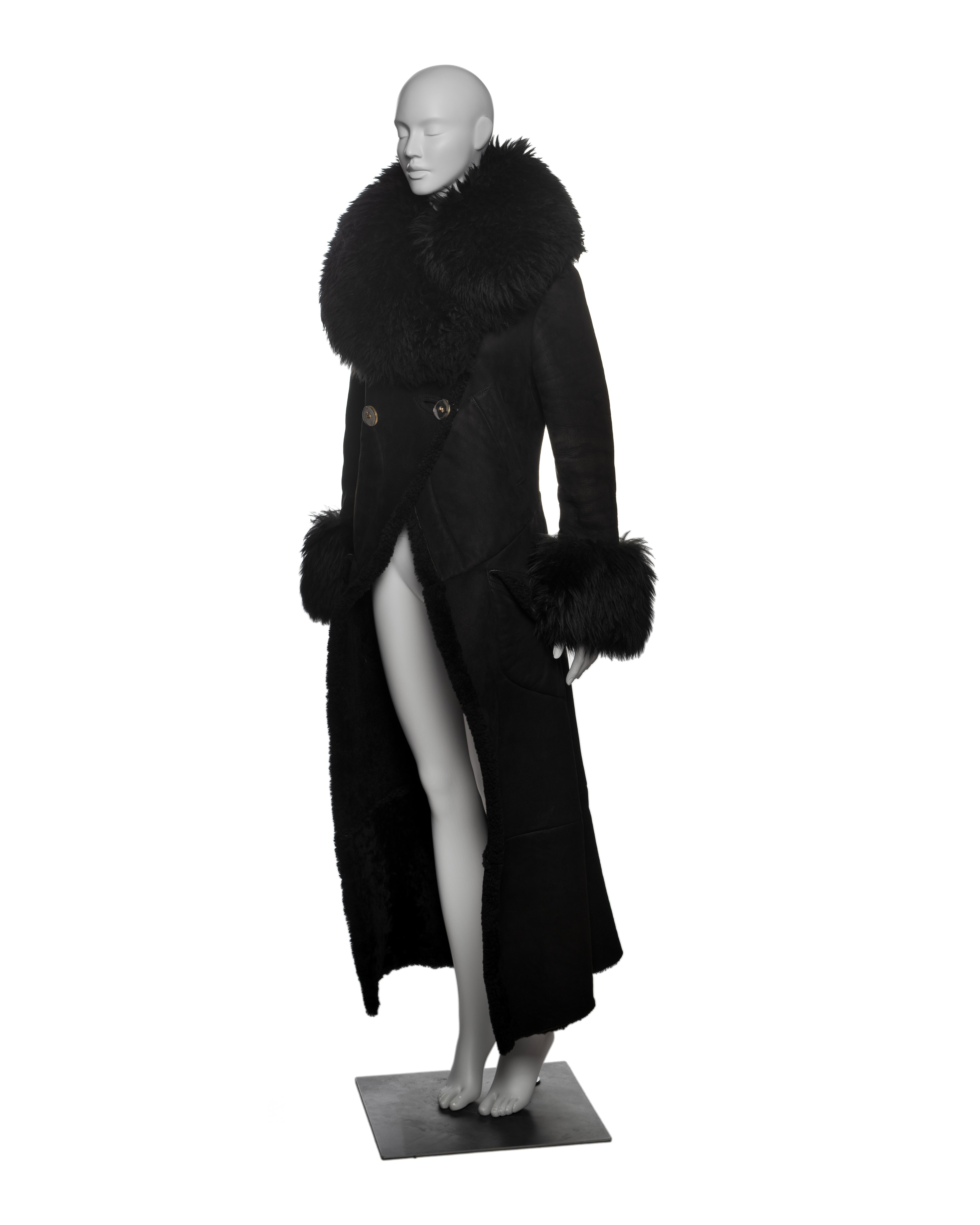 Vivienne Westwood Long Black Sheepskin Coat with Oversized Collar, FW 1992 For Sale 13