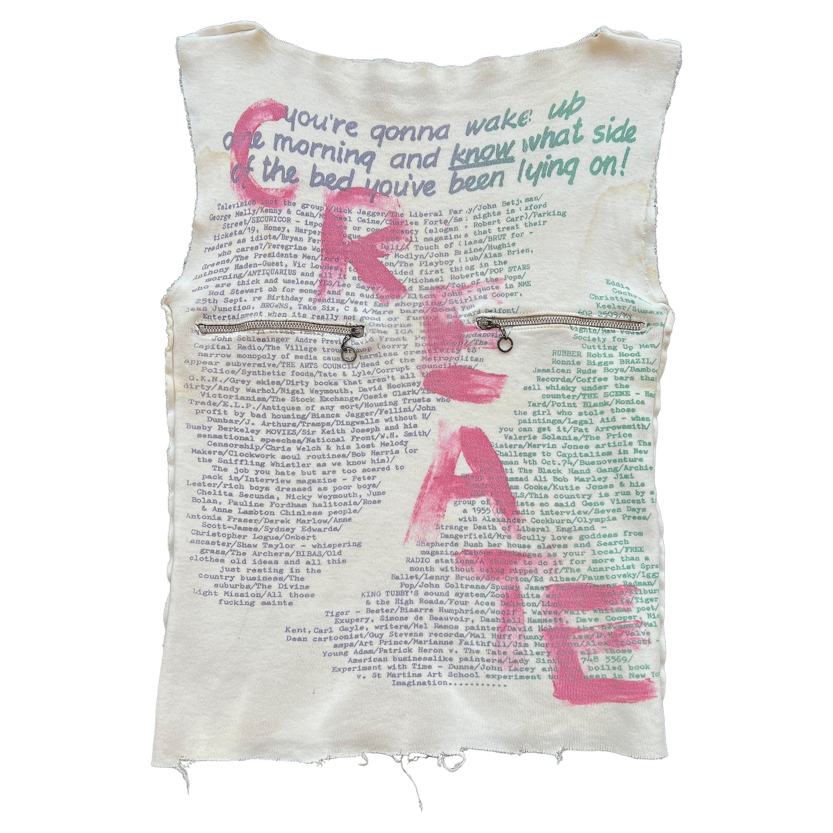 Vivienne Westwood & Malcolm McLaren SEX "Create" Punk T-Shirt 1975-76 For Sale