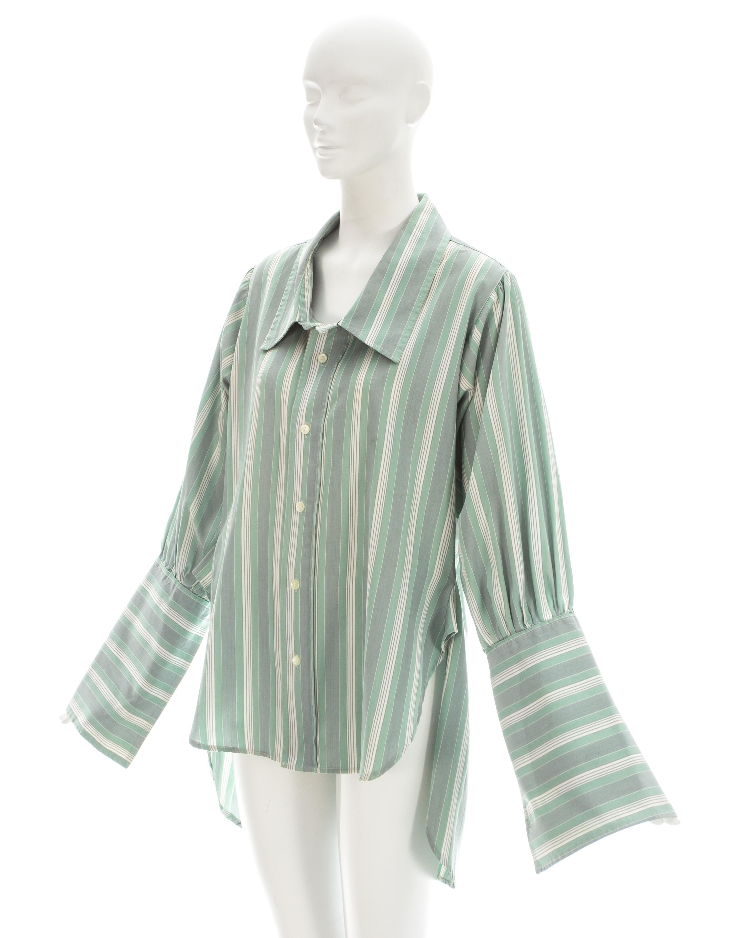 Gray Vivienne Westwood / Malcolm McLaren striped cotton oversized shirt, ss 1983 For Sale