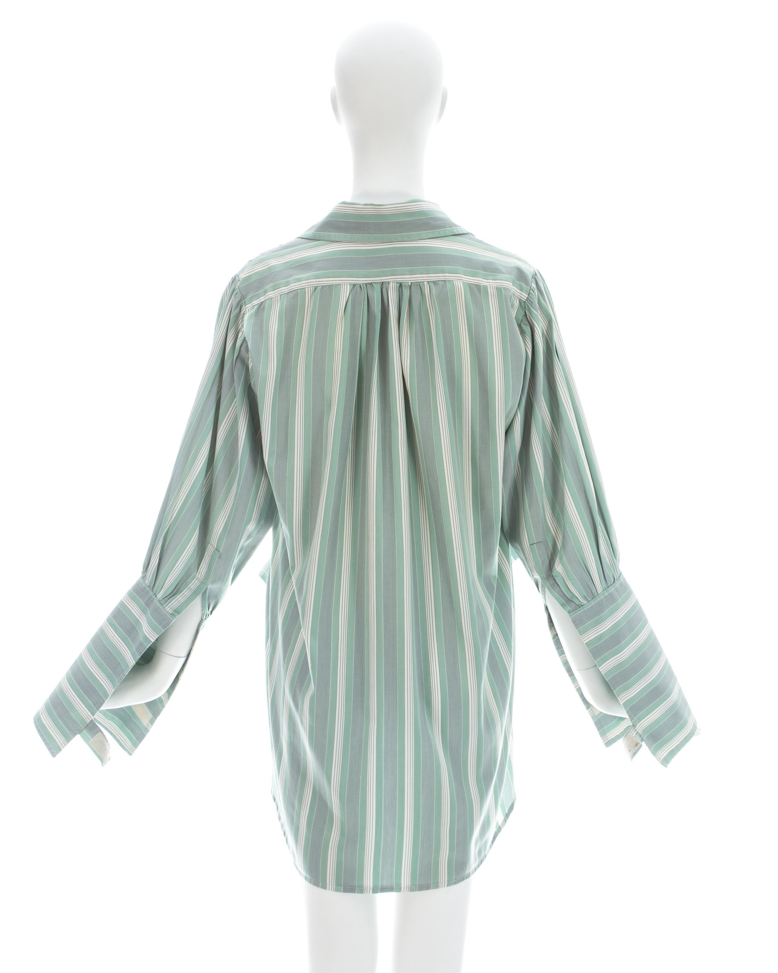 Women's or Men's Vivienne Westwood / Malcolm McLaren striped cotton oversized shirt, ss 1983 For Sale
