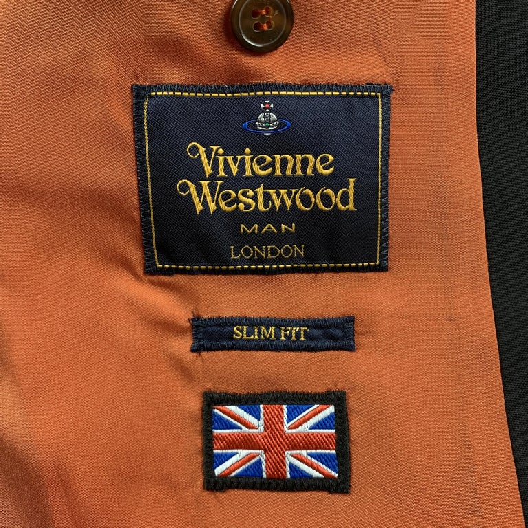 VIVIENNE WESTWOOD MAN James Size 40 Black Wool Notch Lapel Suit For Sale 2