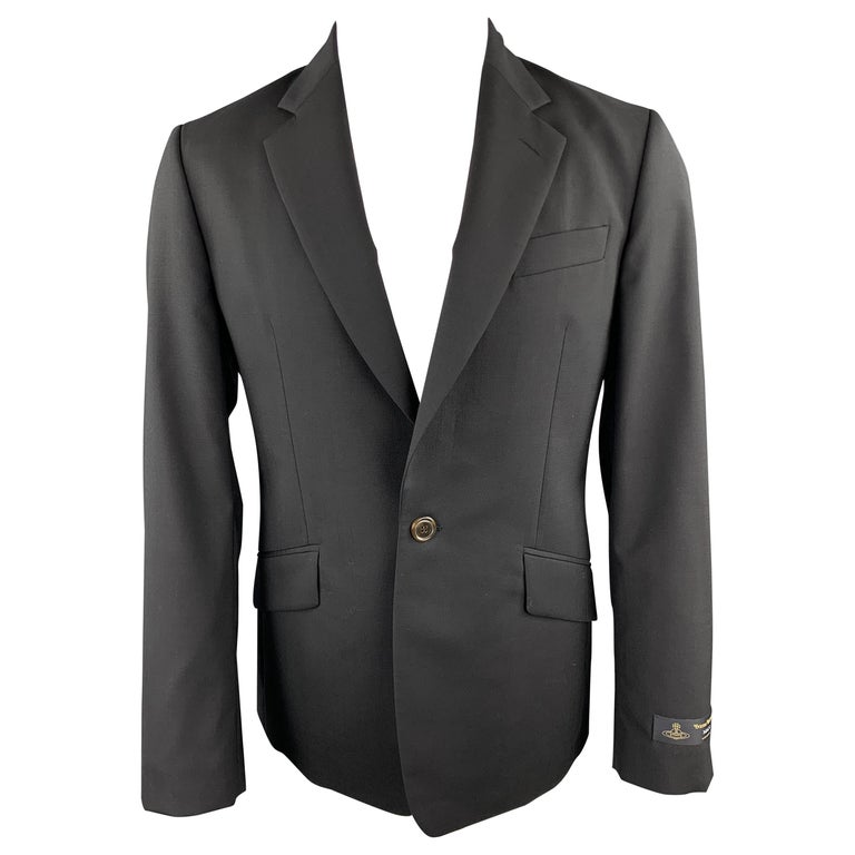 VIVIENNE WESTWOOD MAN James Size 40 Black Wool Notch Lapel Suit For Sale