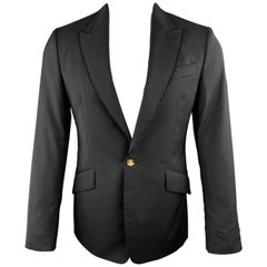 VIVIENNE WESTWOOD MAN Size 36 Black Wool Frayed Peak Lapel Sport Coat