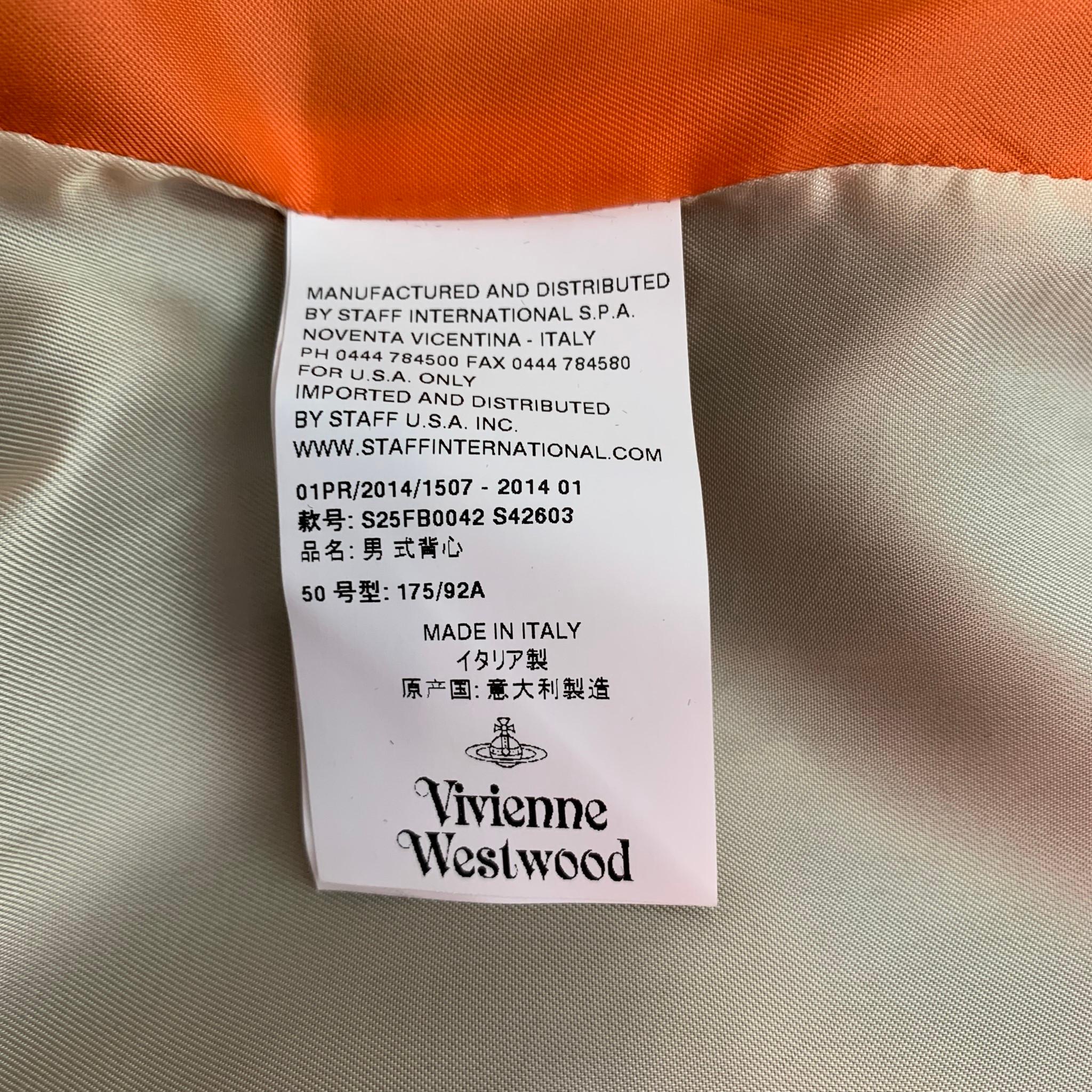 VIVIENNE WESTWOOD MAN Size 40 Black Print Wool / Viscose Blend Open Front Vest In Excellent Condition In San Francisco, CA