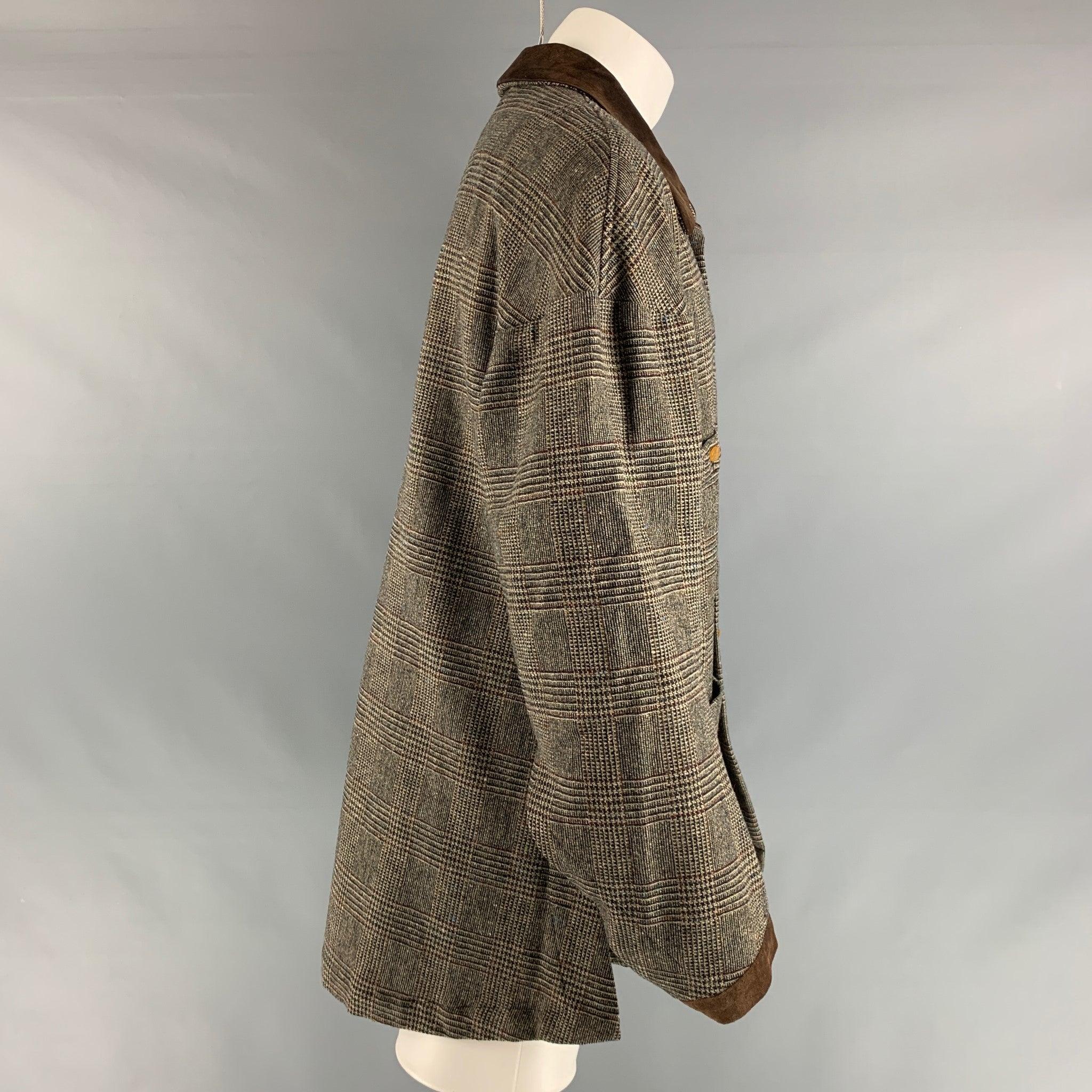 VIVIENNE WESTWOOD MAN Taille 40 Brown Black Plaid Lambswool Coat Bon état - En vente à San Francisco, CA