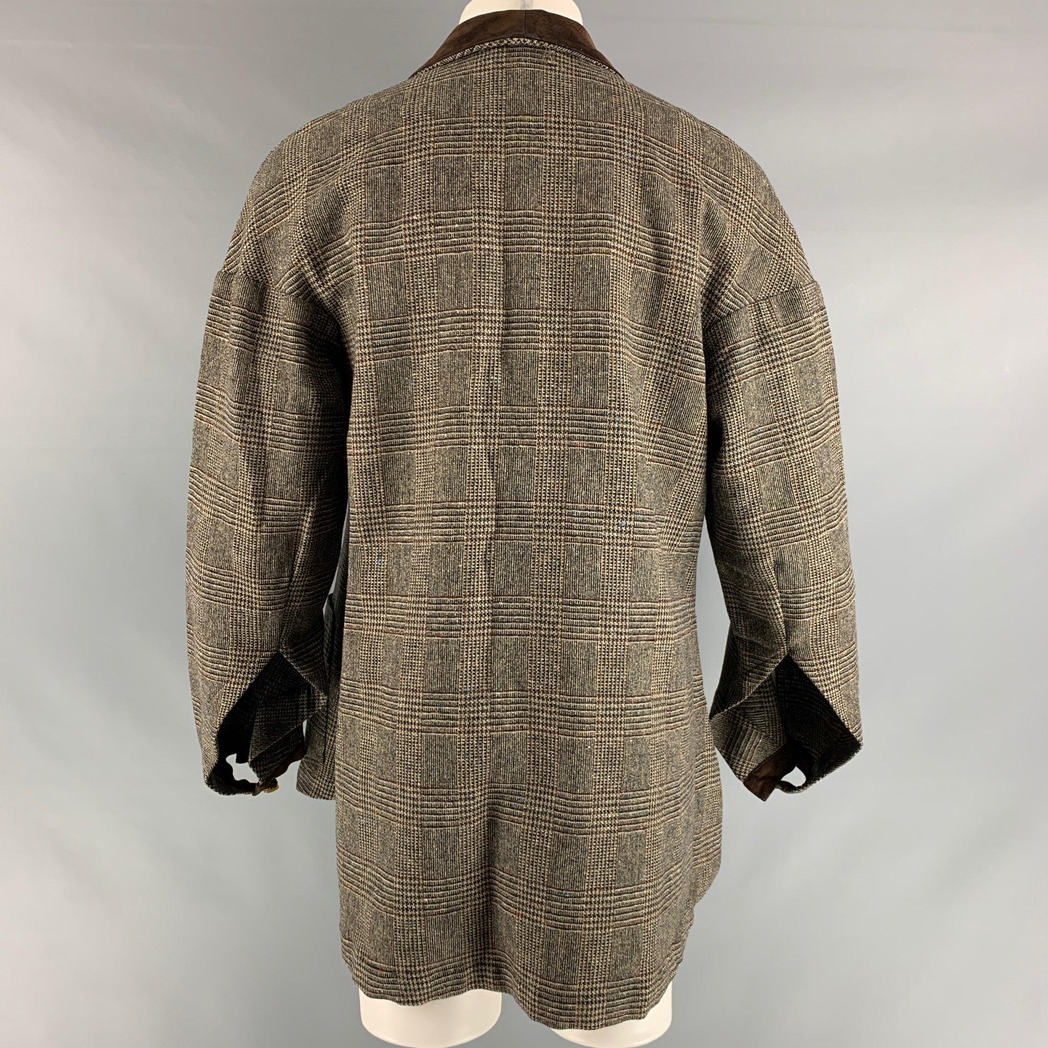 VIVIENNE WESTWOOD MAN Taille 40 Brown Black Plaid Lambswool Coat Pour hommes en vente