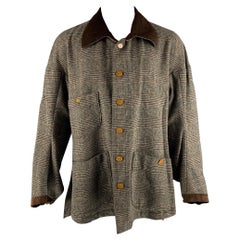VIVIENNE WESTWOOD HOMBRE Talla 40 Marrón Negro A cuadros Abrigo de lana de cordero