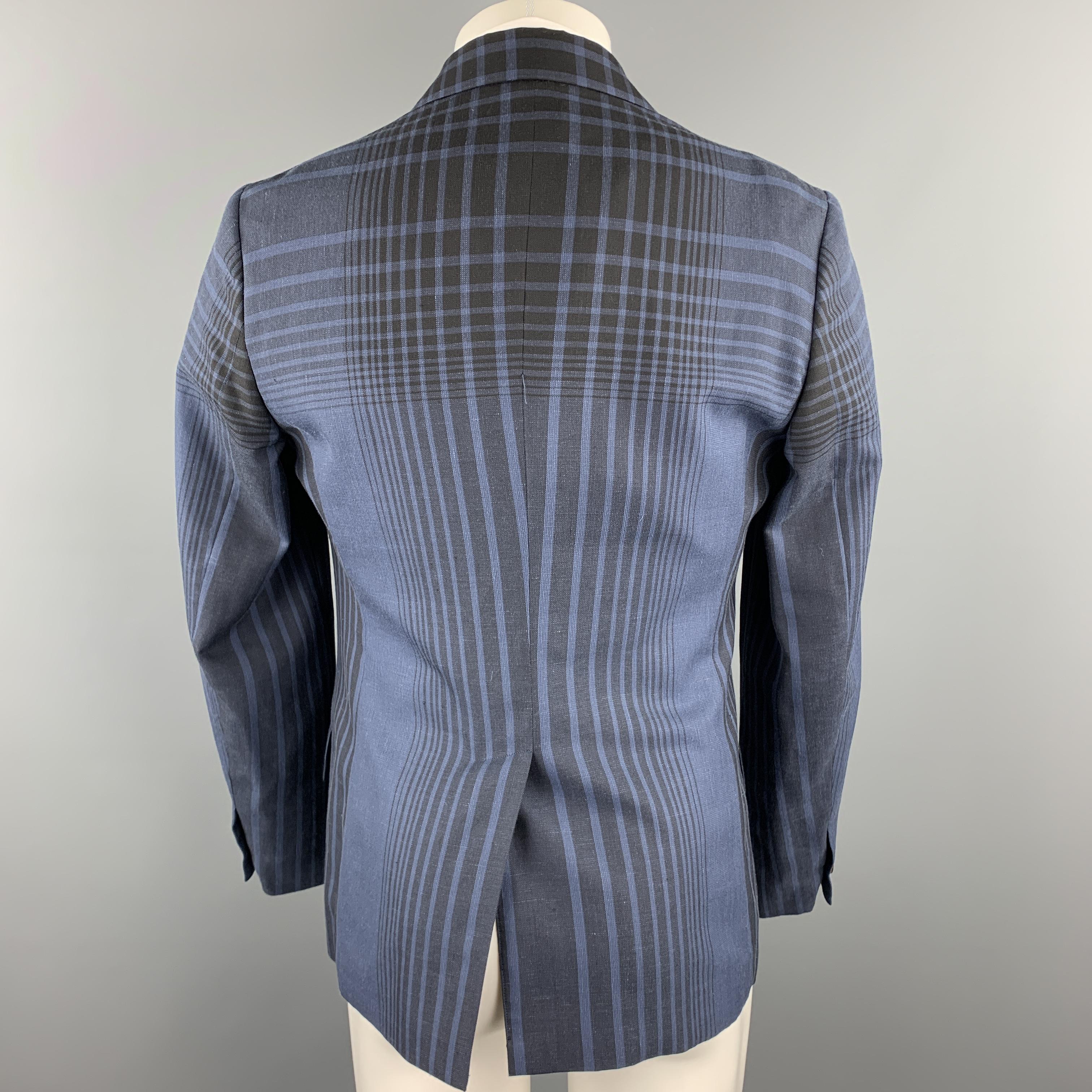 Men's VIVIENNE WESTWOOD MAN Size 40 Navy Plaid Wool Blend Notch Lapel Sport Coat