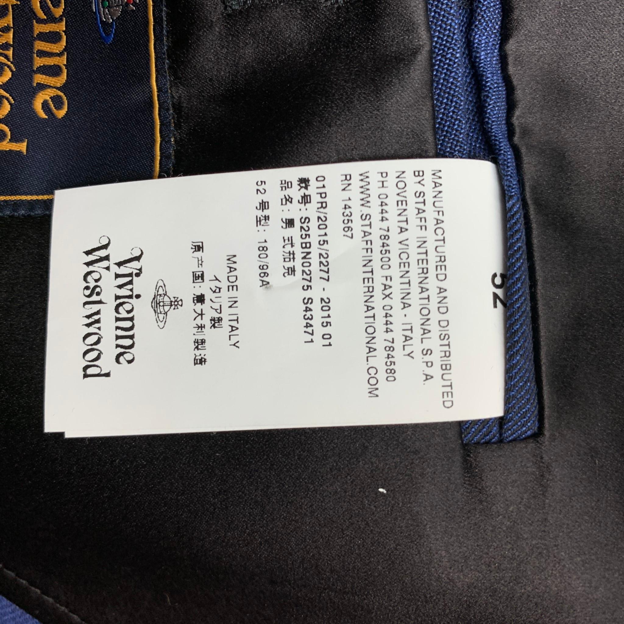 VIVIENNE WESTWOOD MAN Size 42 Blue & Black Square Print Wool Blend Sport Coat 1