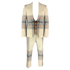 VIVIENNE WESTWOOD MAN Size 44 Multi-Color Plaid Wool / Linen Simulated Vest Suit