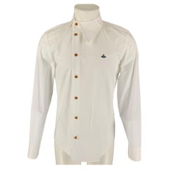 VIVIENNE WESTWOOD MAN Size S White Cotton Asymmetrical Collar Long Sleeve Shirt