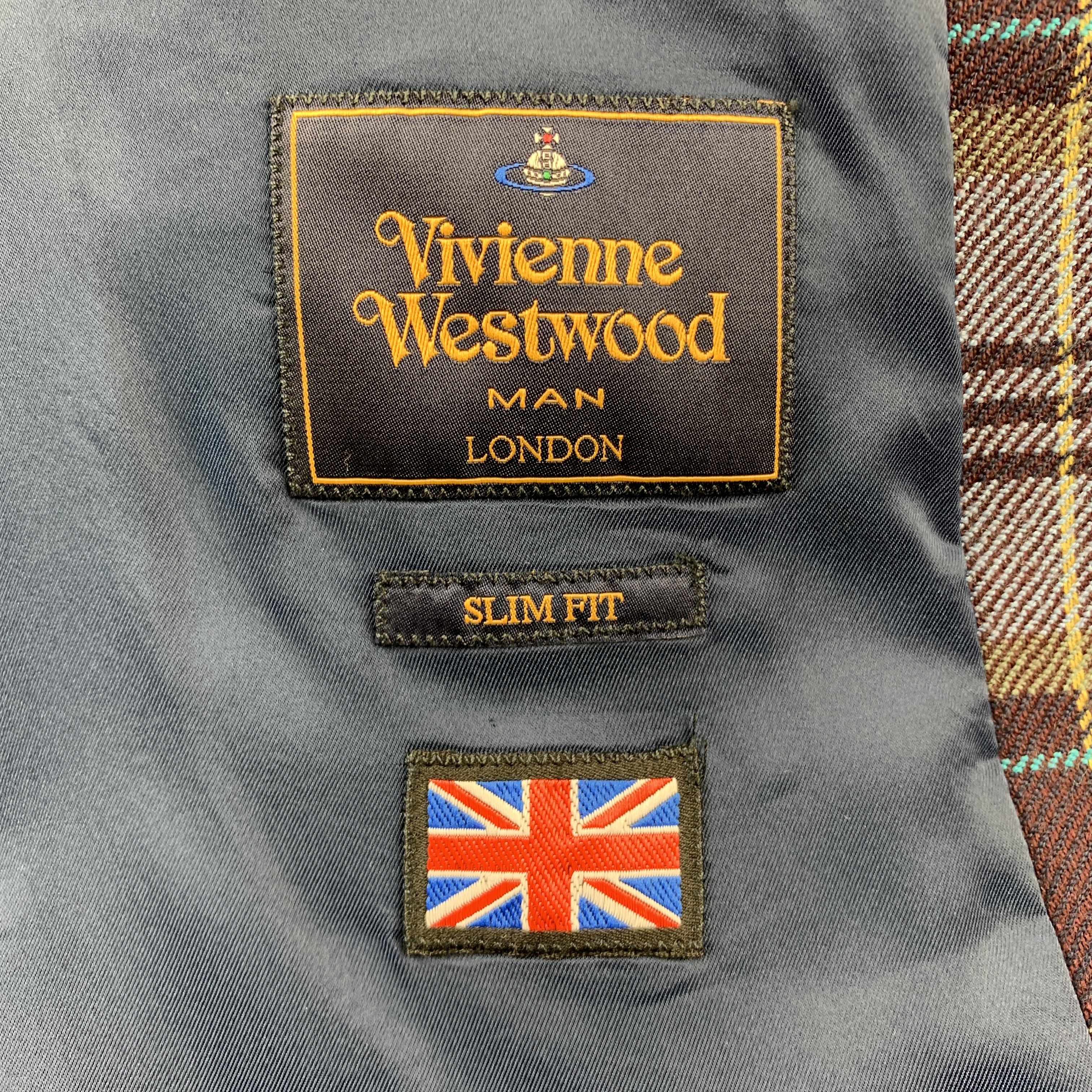 VIVIENNE WESTWOOD MAN Size US 40 Multi-Color Plaid Wool Notch Lapel Sport Coat 2
