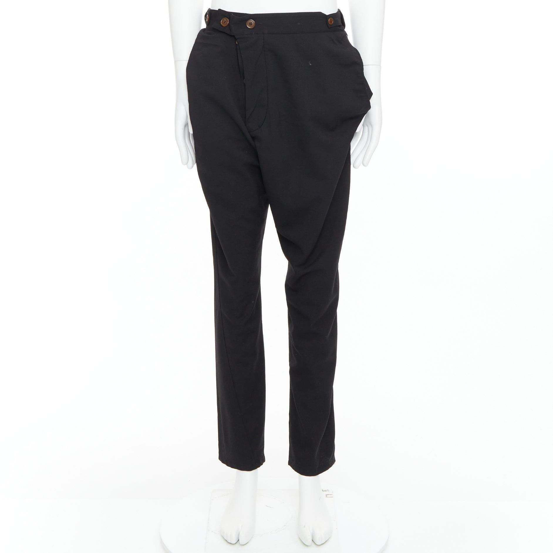 VIVIENNE WESTWOOD MEN black 3D cut drop crotch cropped pants IT48 M For Sale 4