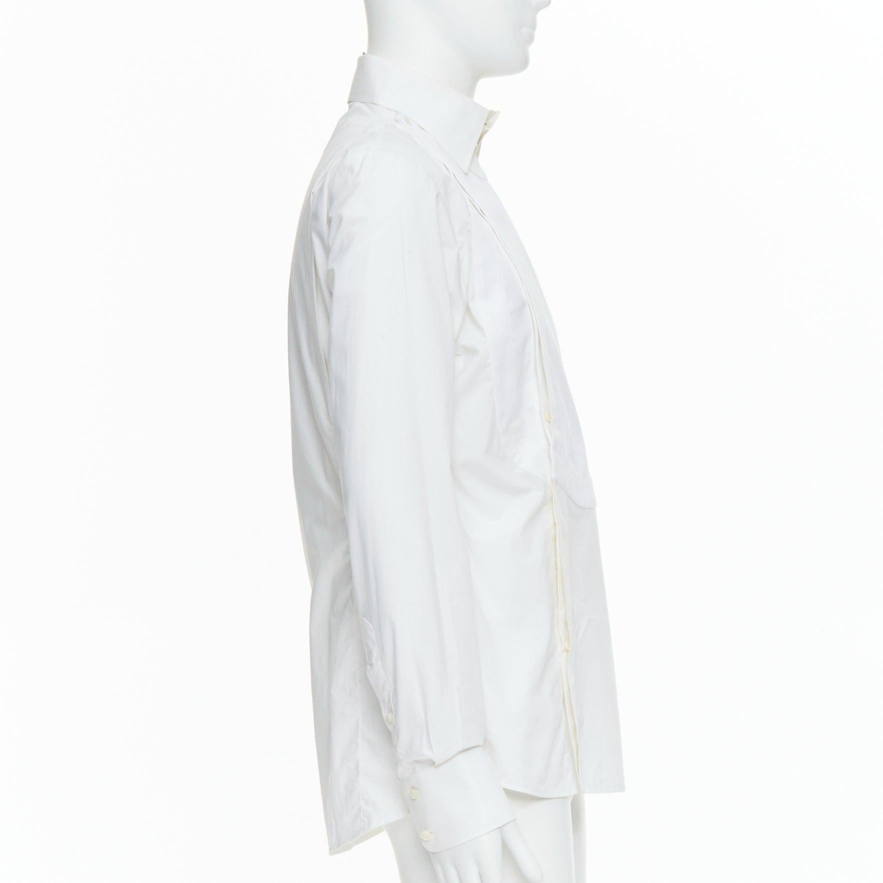 VIVIENNE WESTWOOD MEN white cotton orb logo embroidered bib shirt Sz3 In Good Condition In Hong Kong, NT