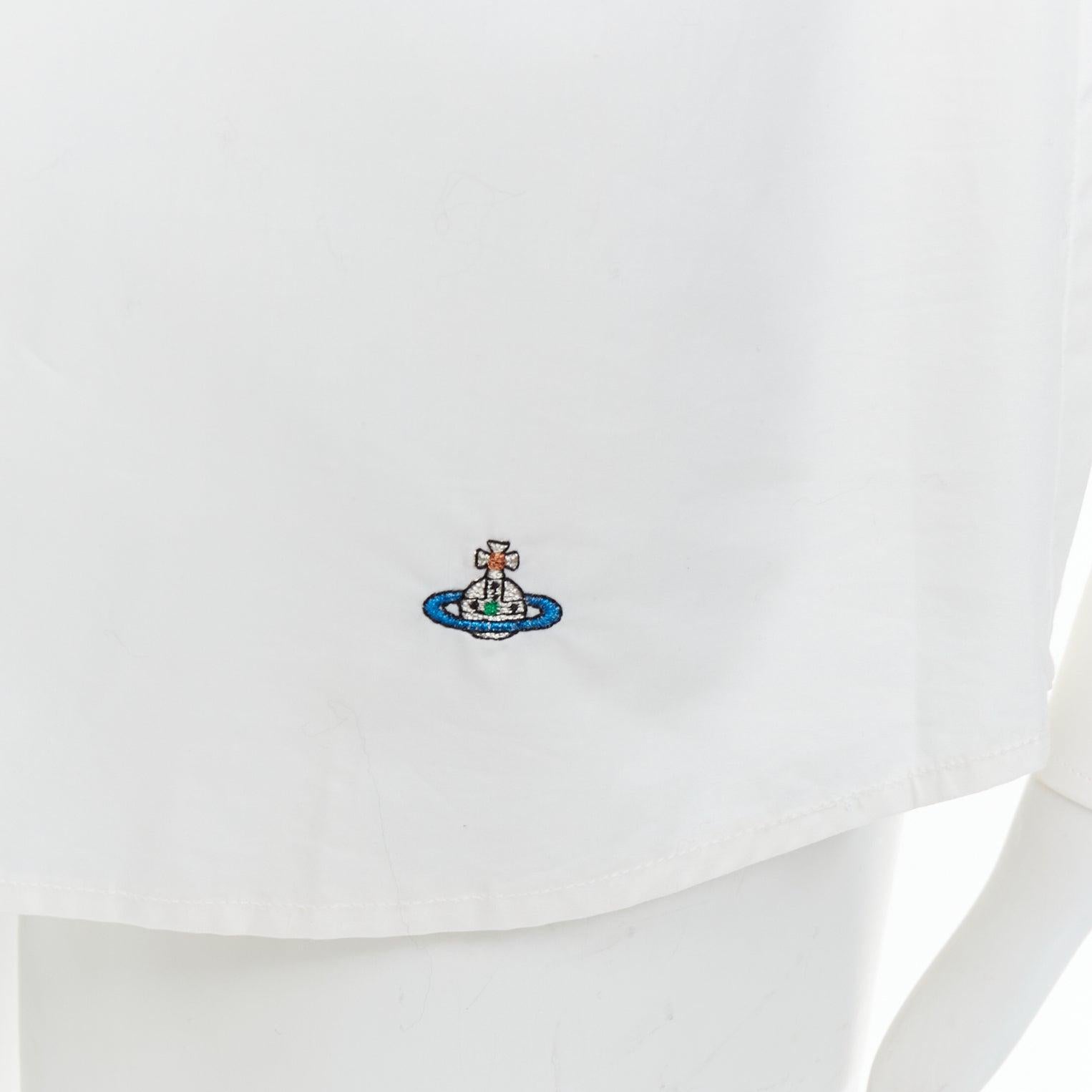 VIVIENNE WESTWOOD MEN white cotton orb logo embroidered bib shirt Sz3 2