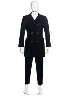 Vivienne Westwood Men's black striped wool double breasted suit, fw 1996