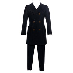 Vivienne Westwood Men's black striped wool double breasted suit, fw 1996