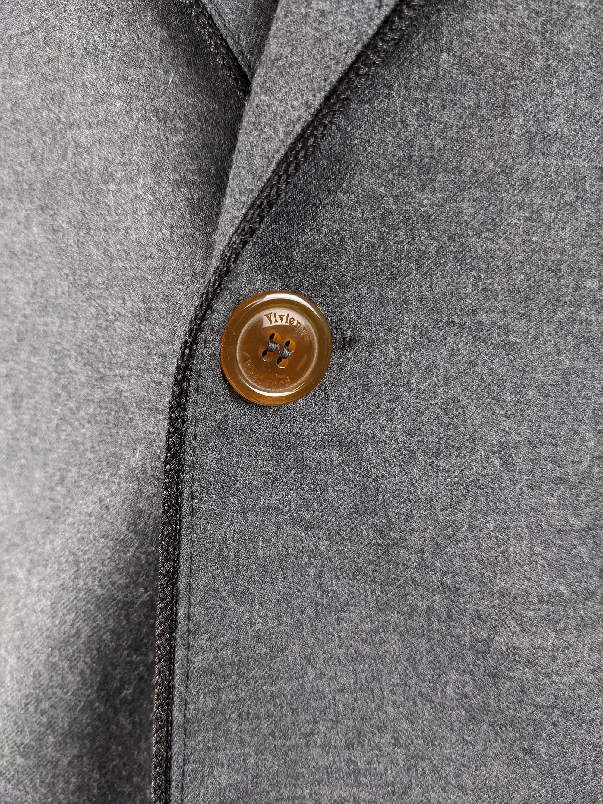 Gray Vivienne Westwood Mens Grey Embroidered Blazer Jacket