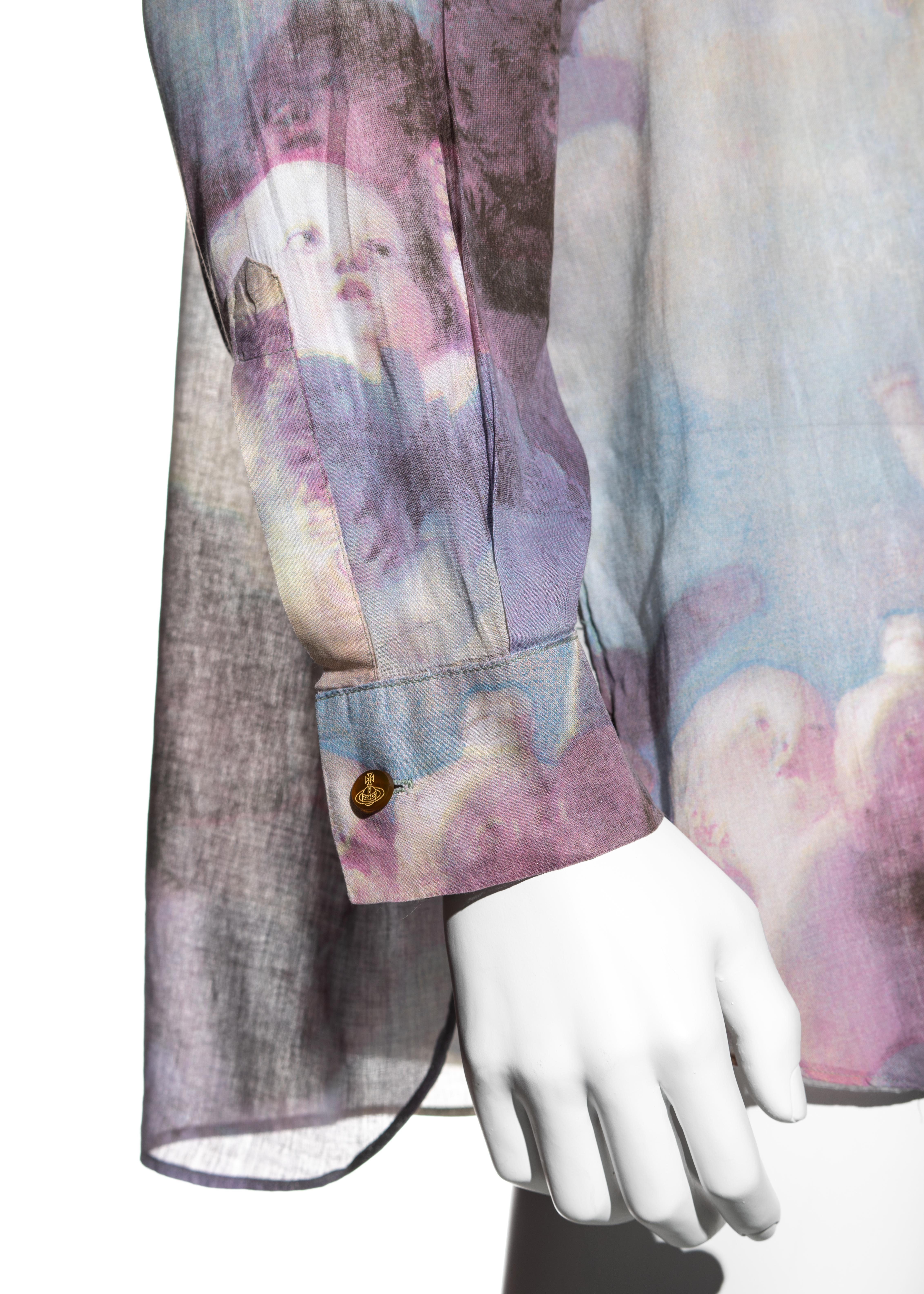Gray Vivienne Westwood Men's Rococo cupid print cotton shirt, fw 1991 For Sale