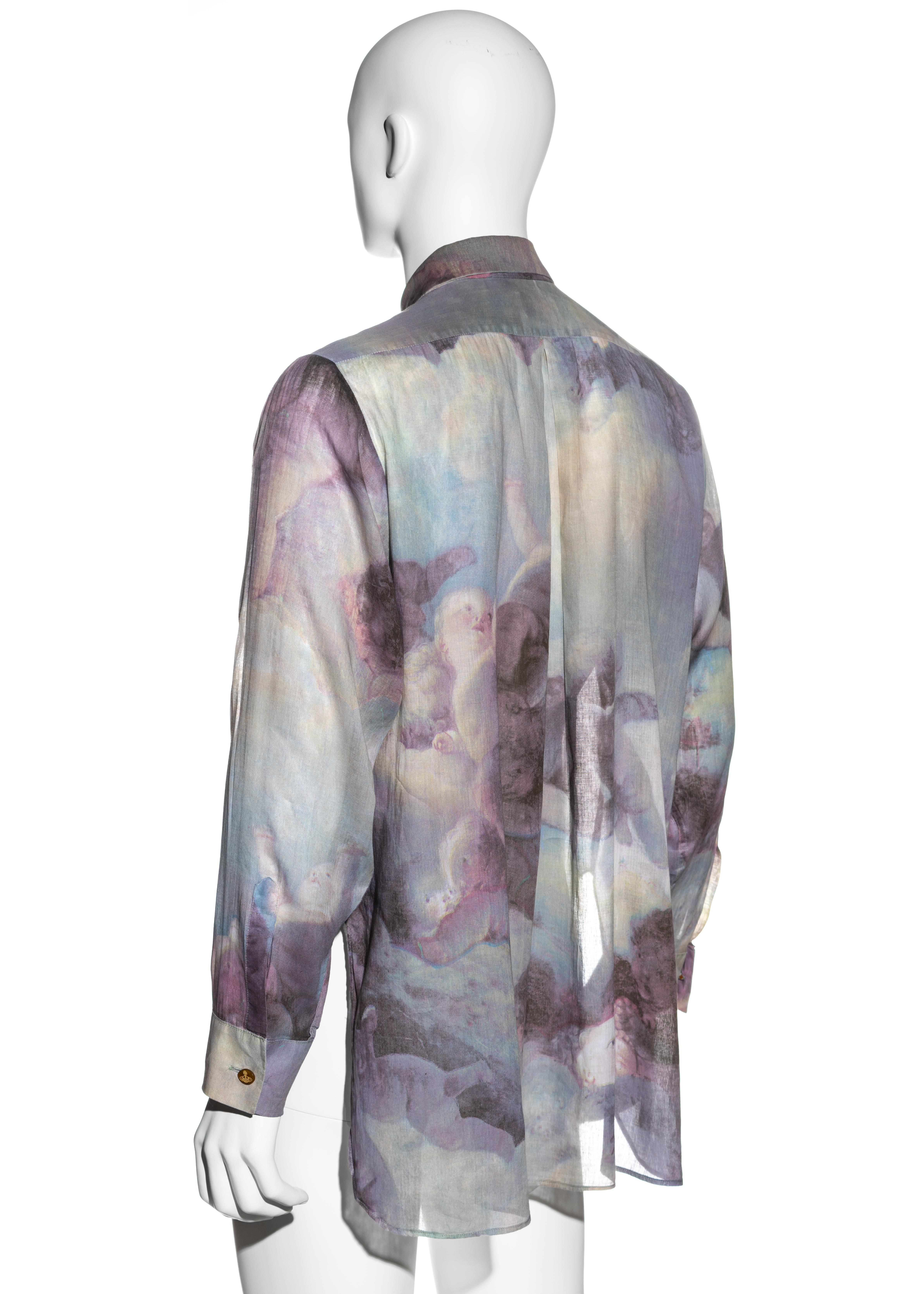 Vivienne Westwood Men's Rococo cupid print cotton shirt, fw 1991 In Excellent Condition For Sale In London, GB