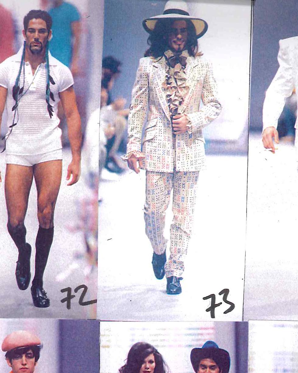 Marron Vivienne Westwood, costume pantalon à volants, ss 1997 en vente