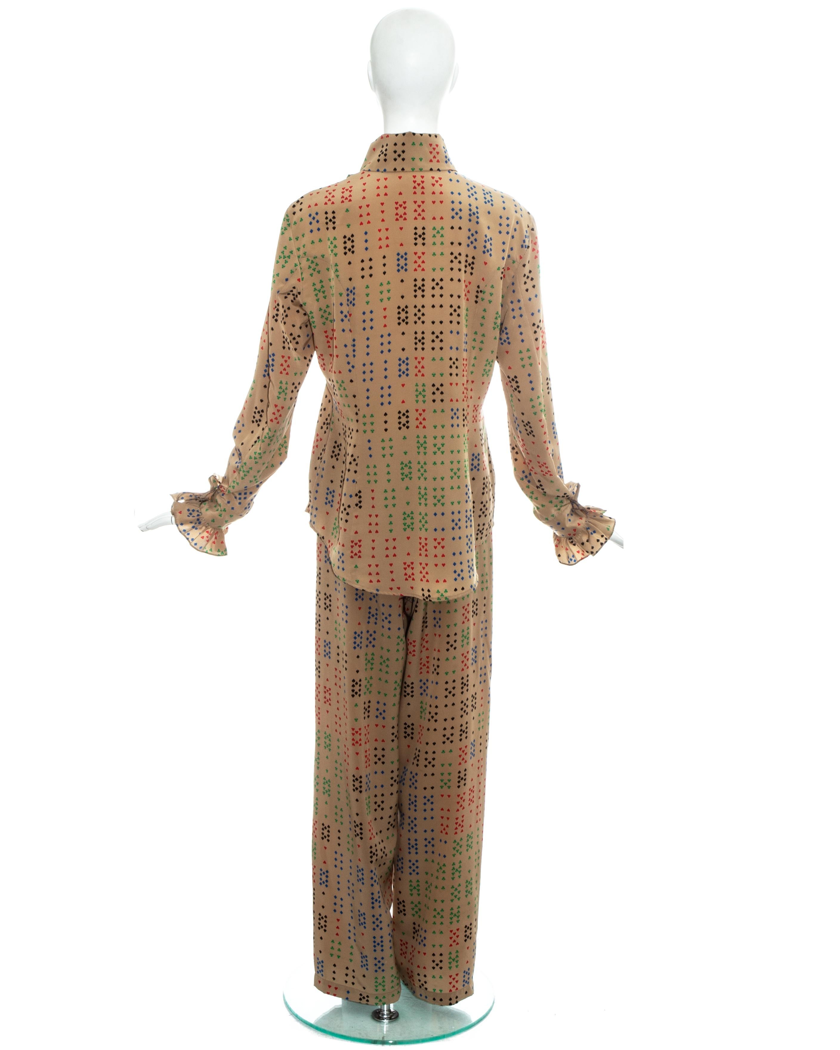 Brown Vivienne Westwood mens tan ruffled pant suit, ss 1997 For Sale