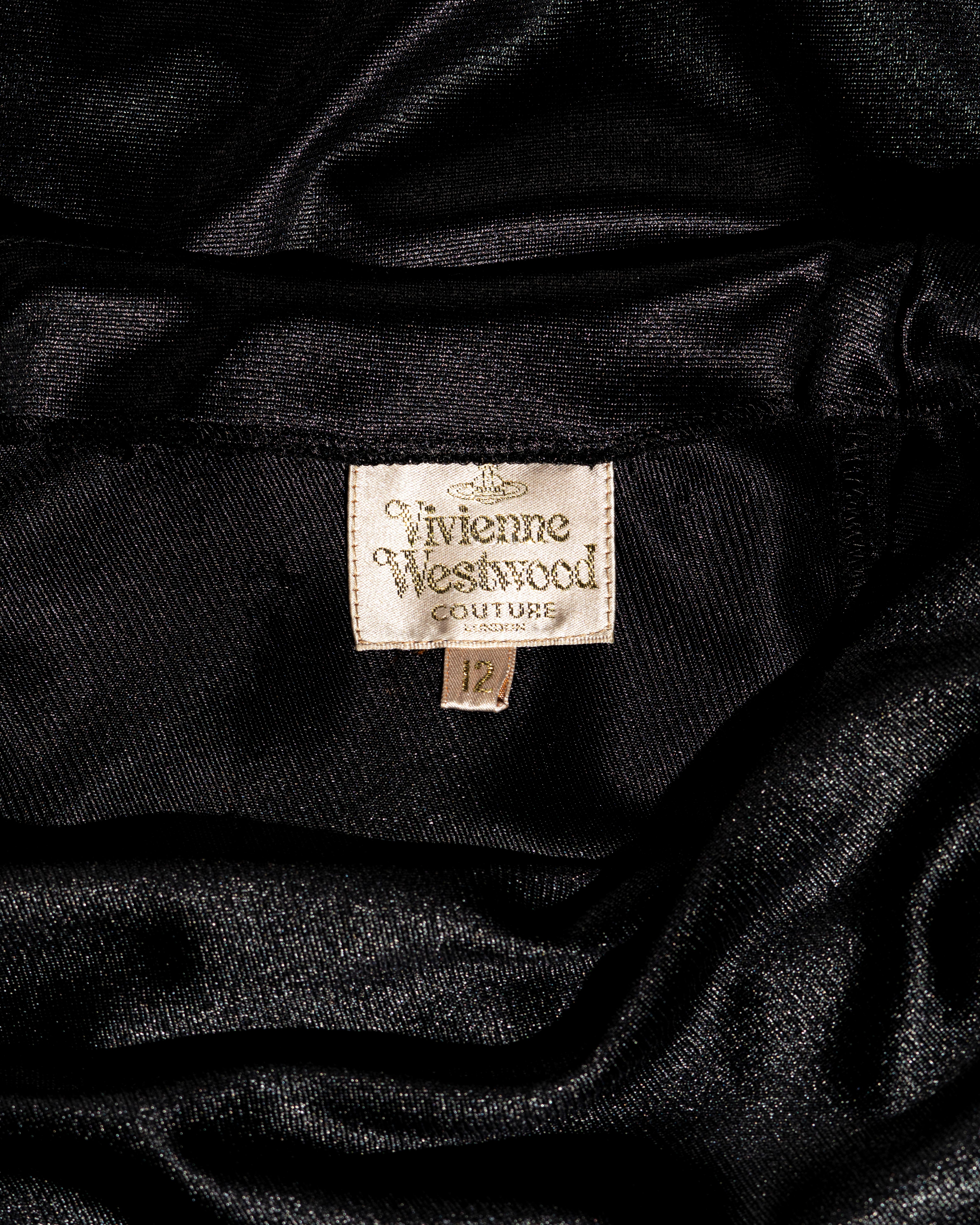 Vivienne Westwood metallic black nylon jersey draped evening dress, fw 1997 For Sale 3