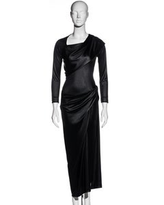 Vivienne Westwood metallic black nylon jersey draped evening dress, fw 1997